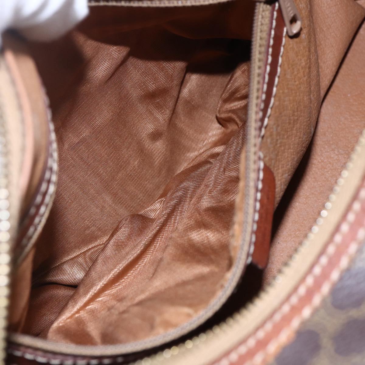 CELINE Macadam Canvas Shoulder Bag PVC Leather Brown Gold Auth 153468