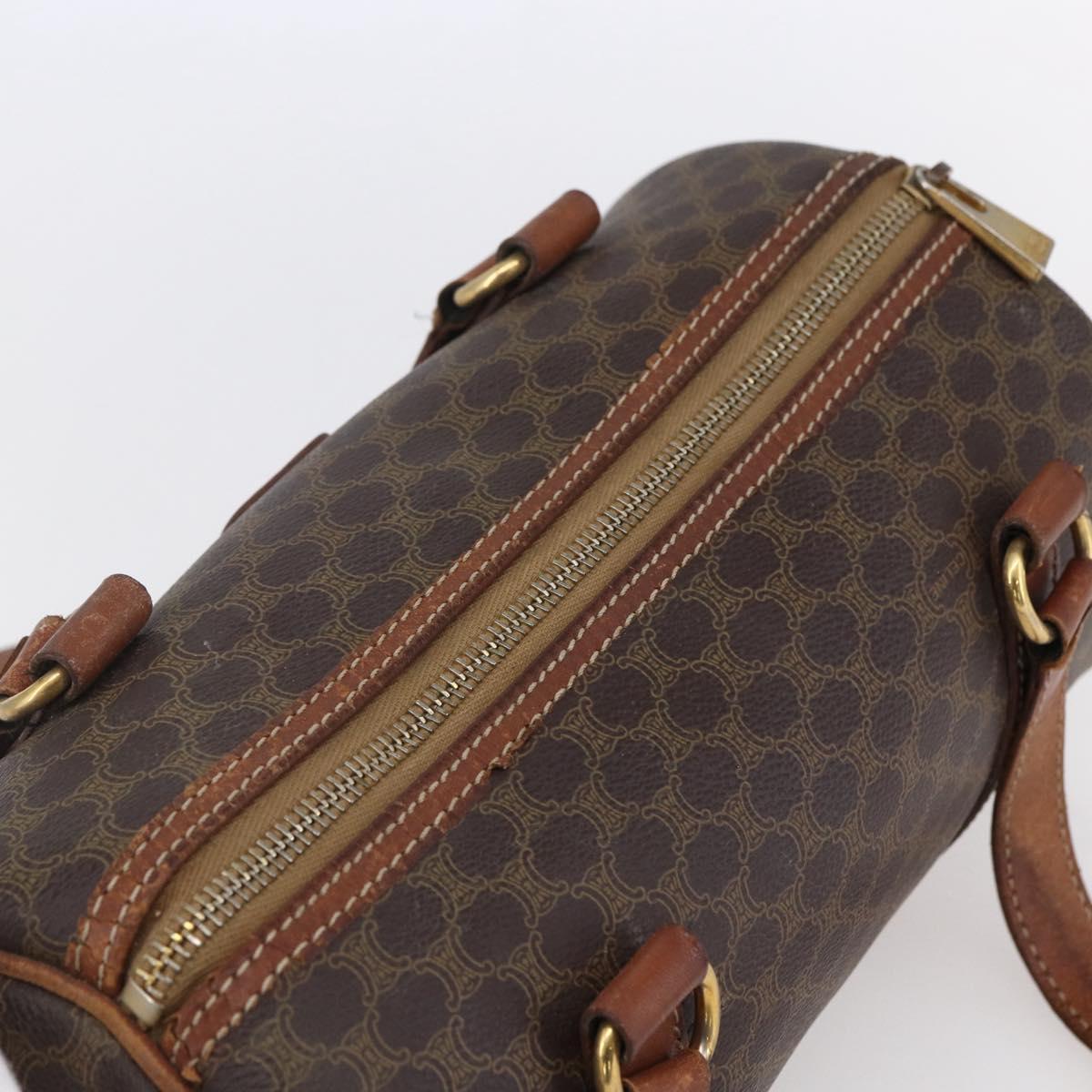 CELINE Macadam Canvas Shoulder Bag PVC Leather Brown Gold Auth 153468