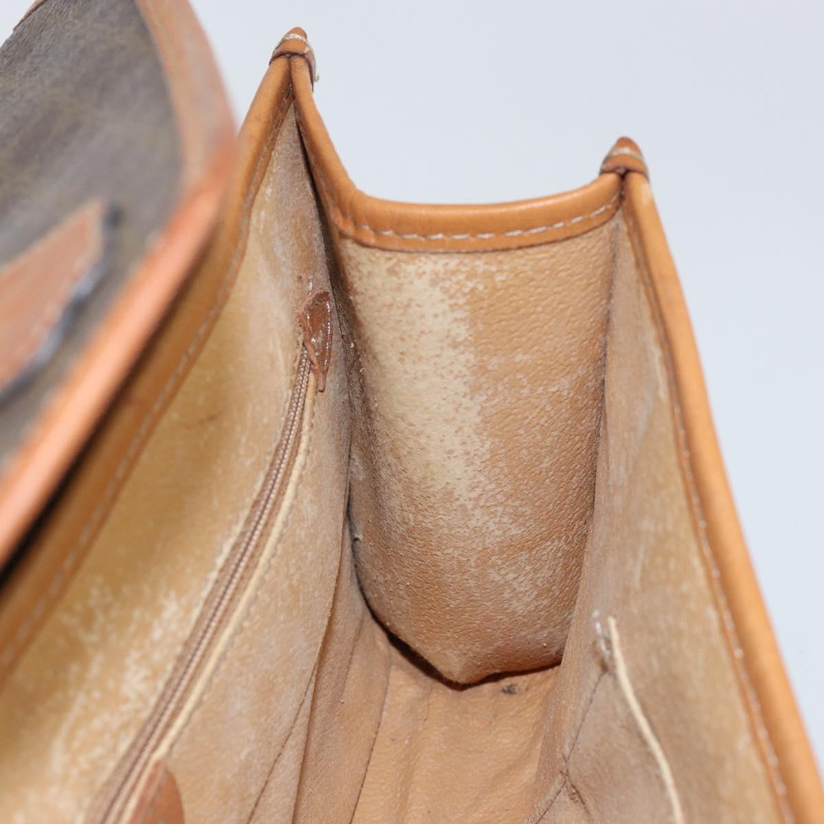 CELINE Macadam Canvas Clutch Bag PVC Leather Brown Gold Auth 153469