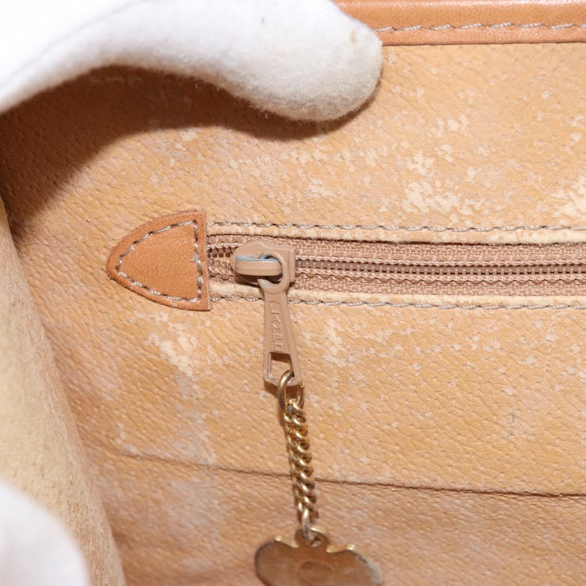 CELINE Macadam Canvas Clutch Bag PVC Leather Brown Gold Auth 153469