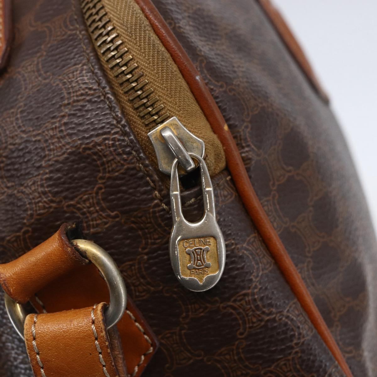 CELINE Macadam Canvas Hand Bag PVC Leather 2way Brown Gold Auth 153470