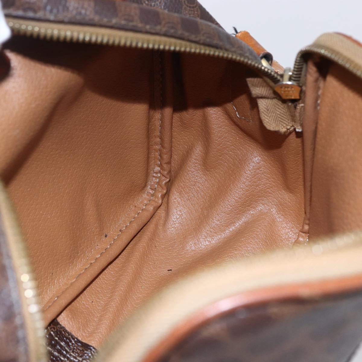 CELINE Macadam Canvas Hand Bag PVC Leather 2way Brown Gold Auth 153470