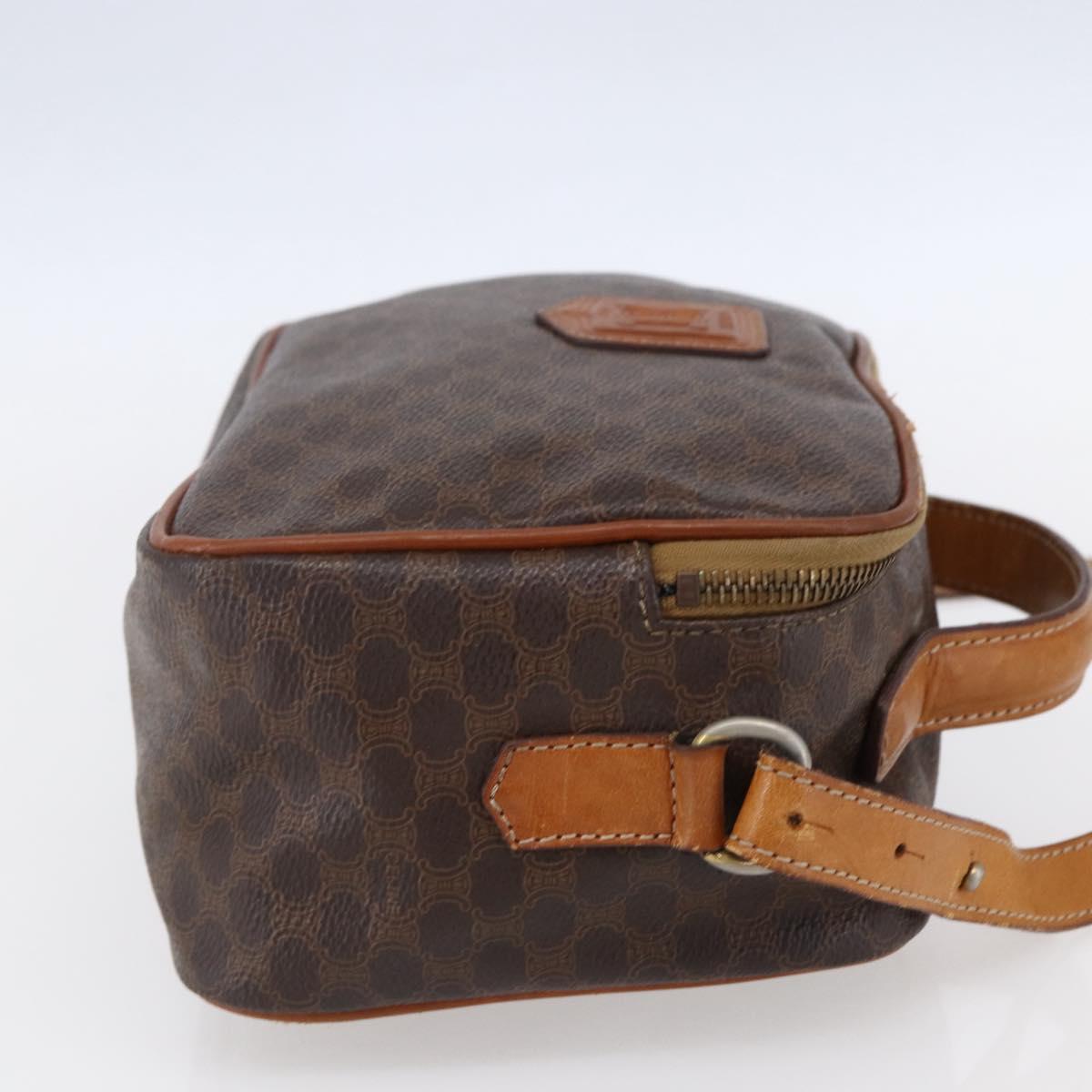 CELINE Macadam Canvas Hand Bag PVC Leather 2way Brown Gold Auth 153470