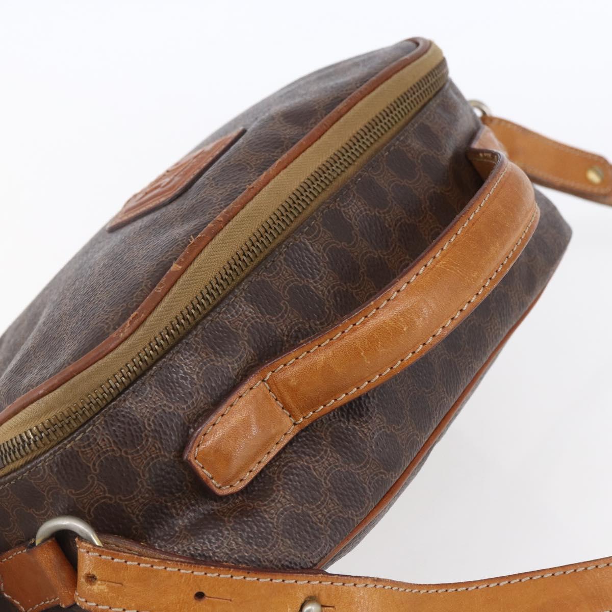 CELINE Macadam Canvas Hand Bag PVC Leather 2way Brown Gold Auth 153470