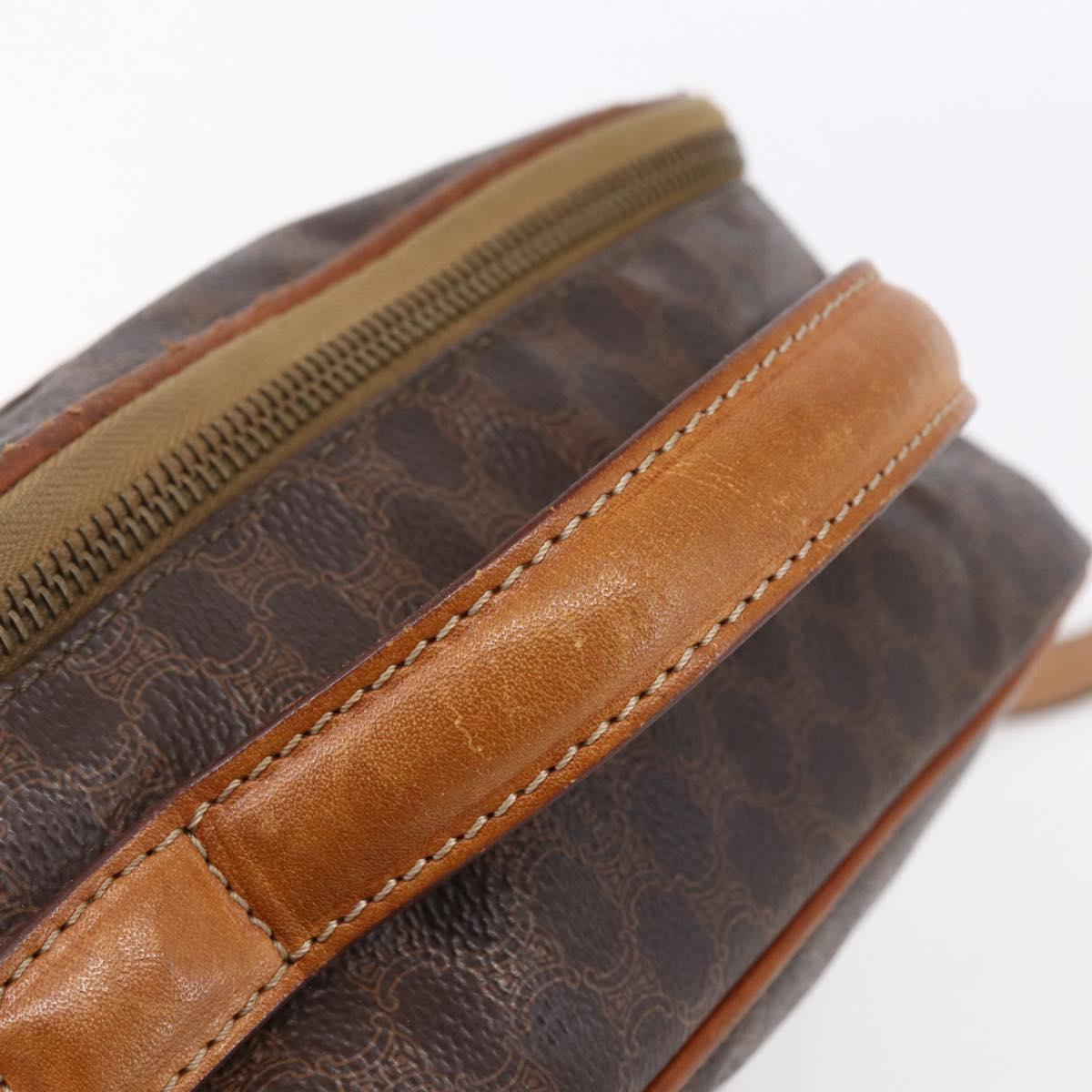 CELINE Macadam Canvas Hand Bag PVC Leather 2way Brown Gold Auth 153470