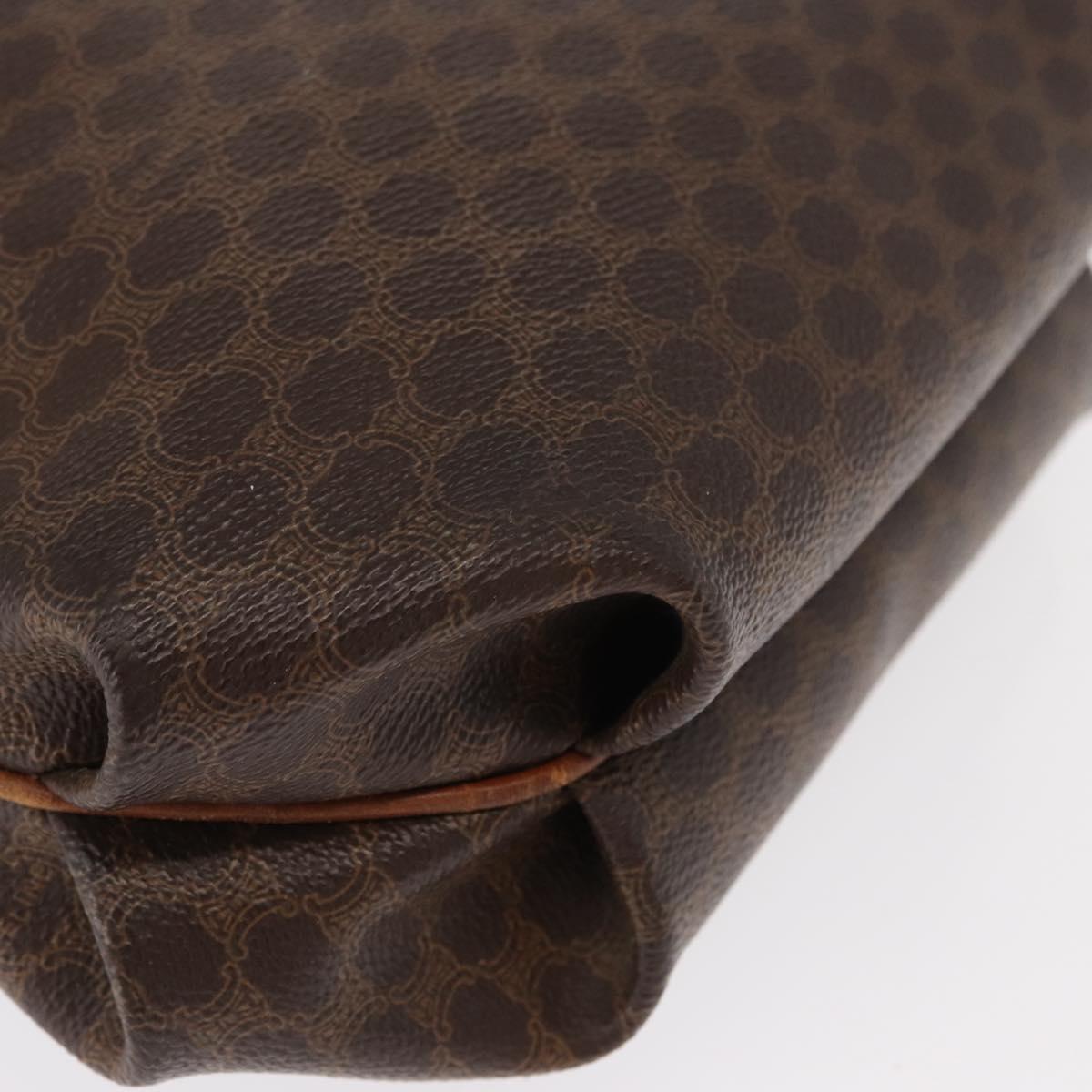 CELINE Macadam Canvas Shoulder Bag PVC Leather Brown Gold Auth 153471