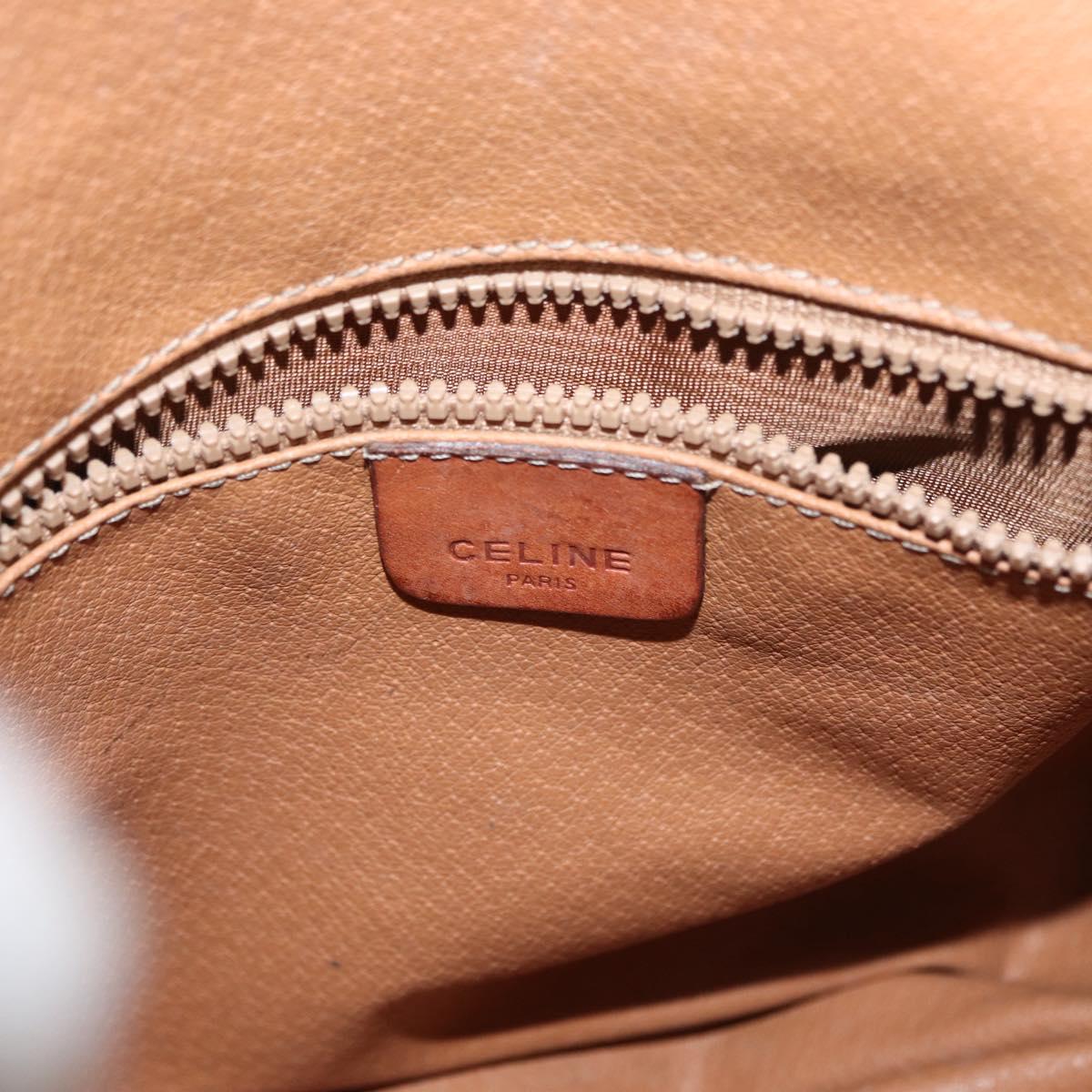 CELINE Macadam Canvas Shoulder Bag PVC Leather Brown Gold Auth 153471