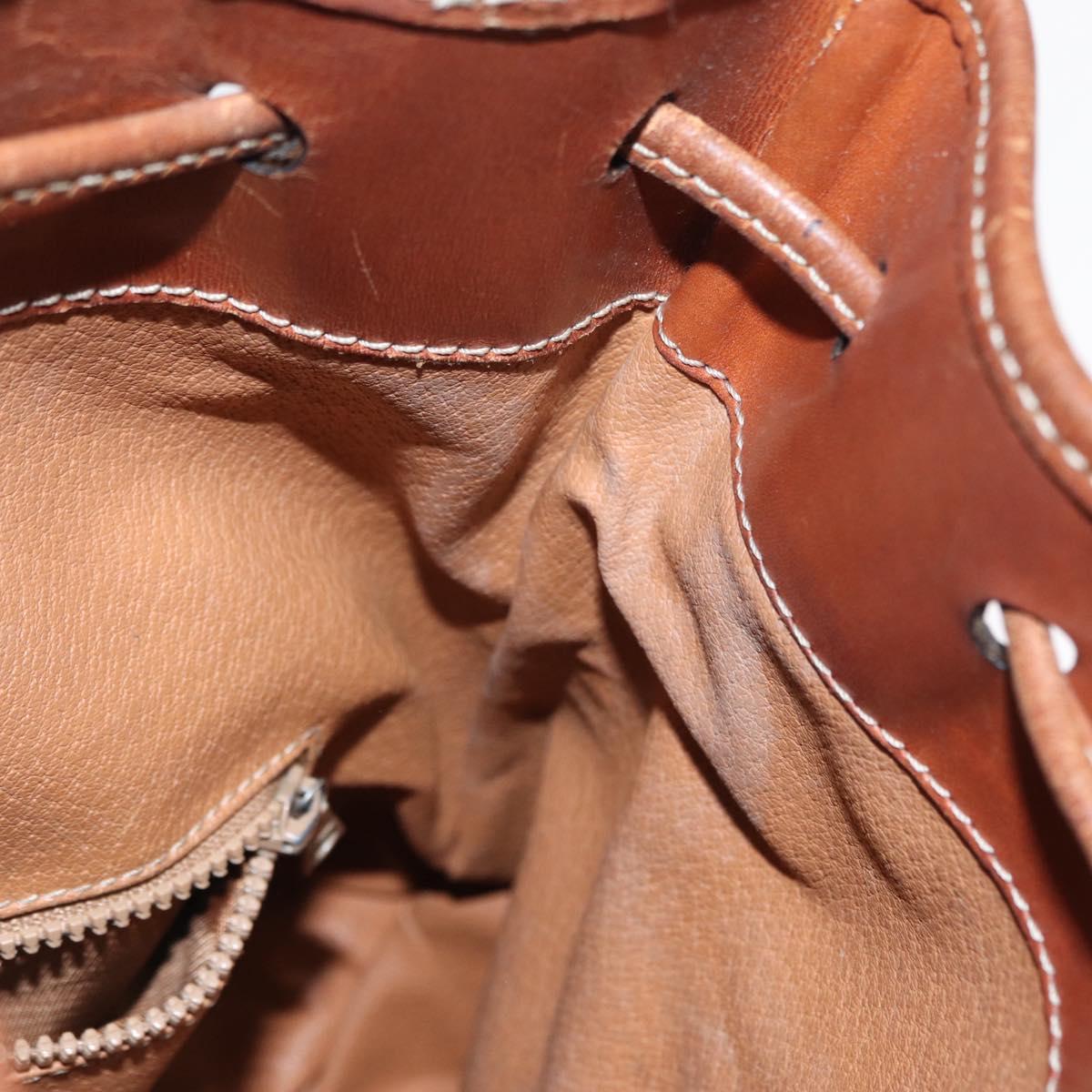 CELINE Macadam Canvas Shoulder Bag PVC Leather Brown Gold Auth 153471