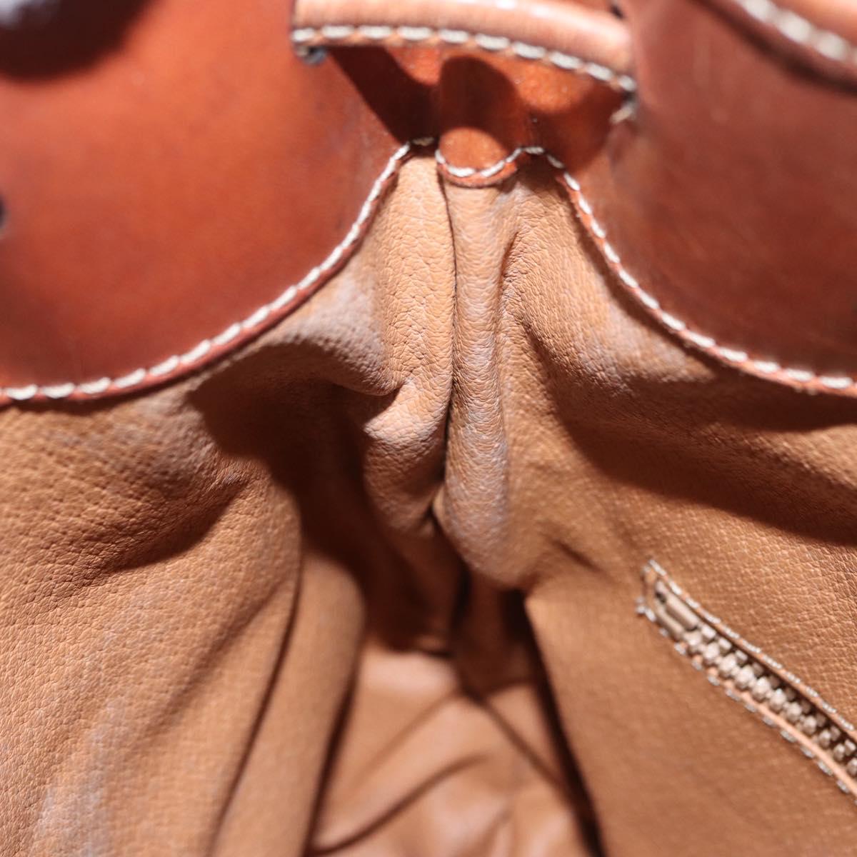 CELINE Macadam Canvas Shoulder Bag PVC Leather Brown Gold Auth 153471