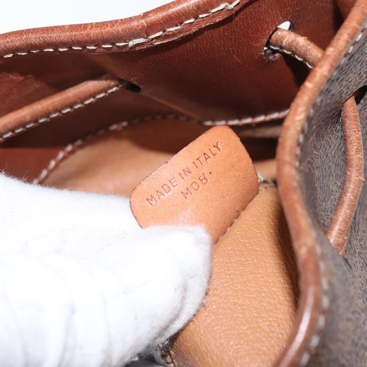 CELINE Macadam Canvas Shoulder Bag PVC Leather Brown Gold Auth 153471