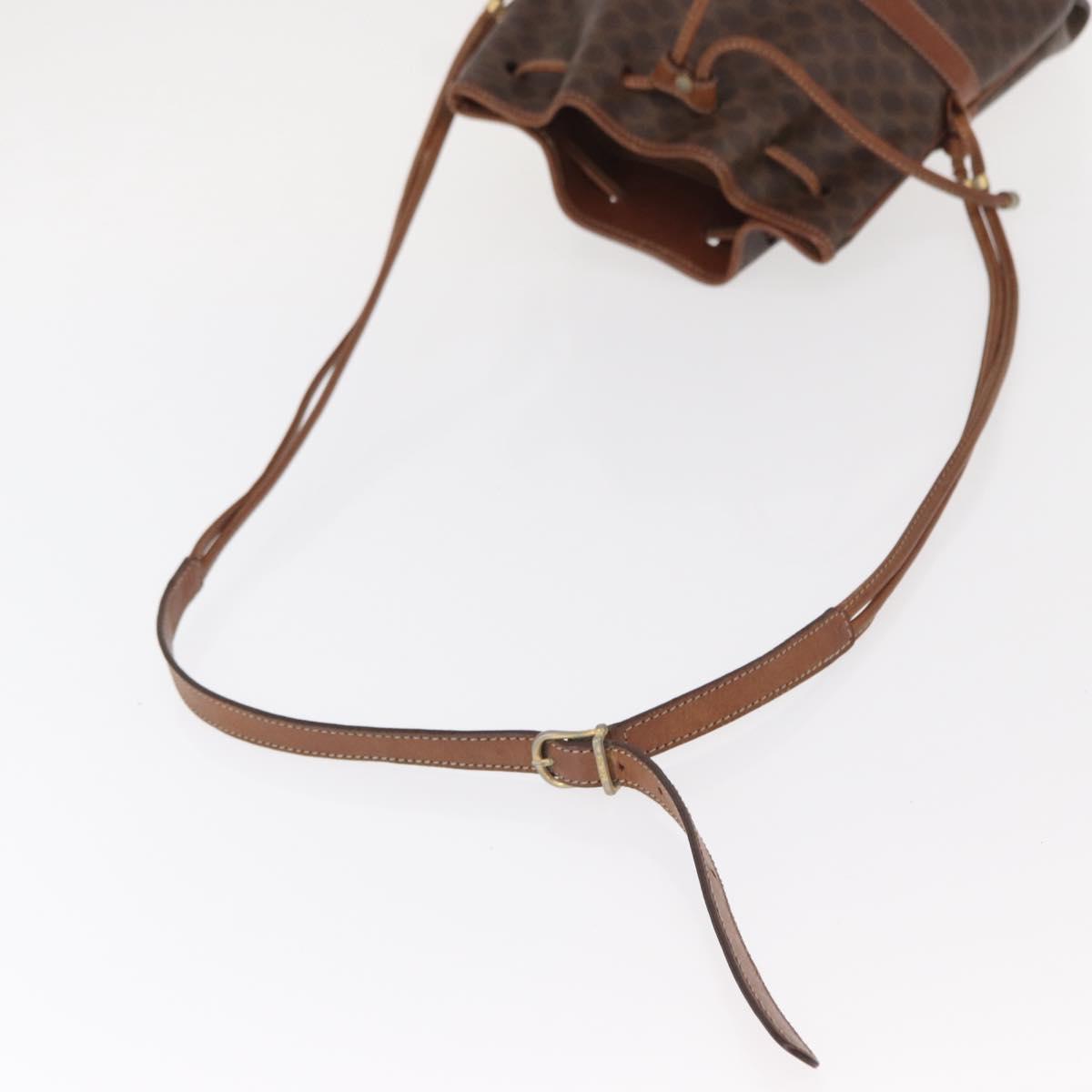 CELINE Macadam Canvas Shoulder Bag PVC Leather Brown Gold Auth 153471