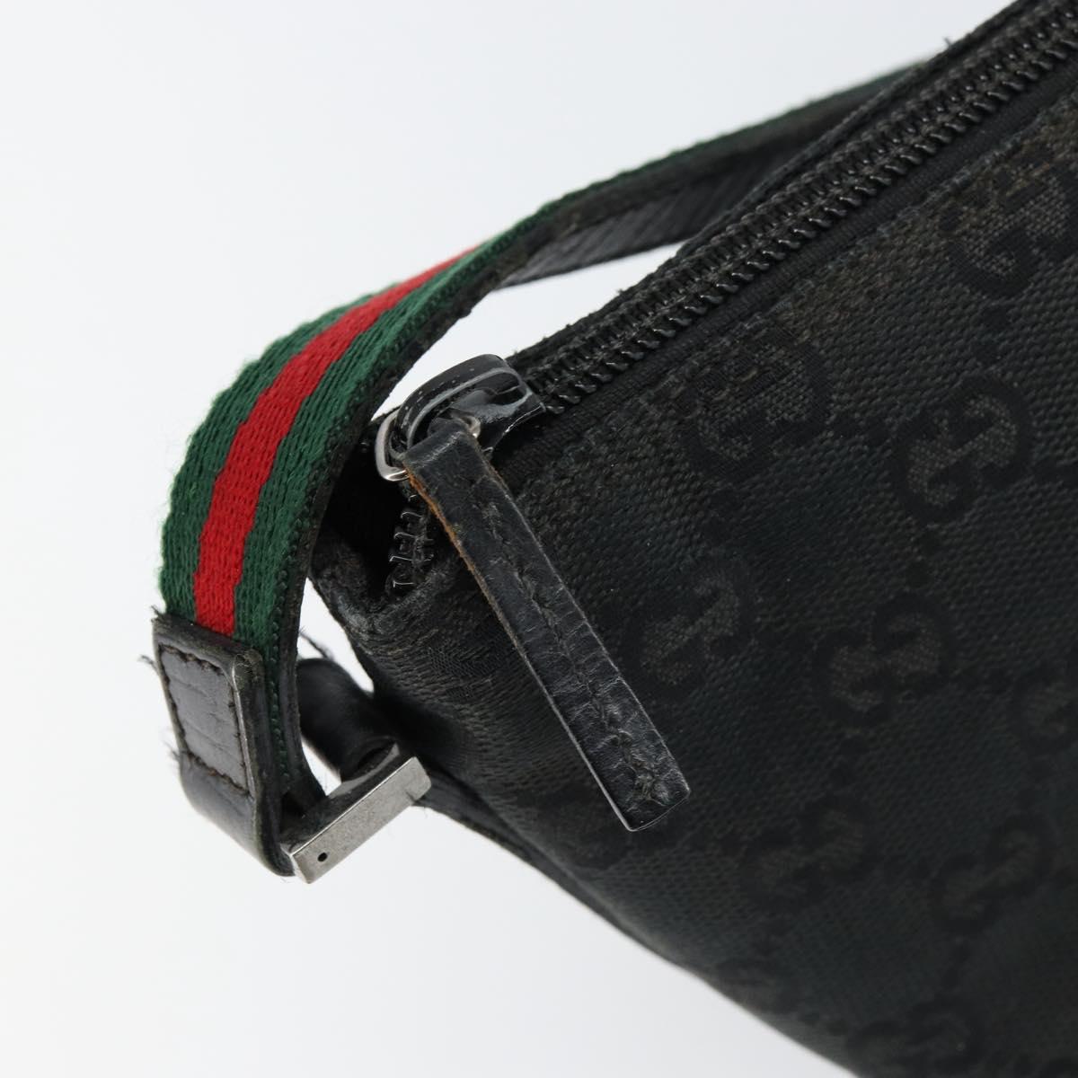 GUCCI GG Canvas Web Sherry Line Accessory Pouch Black 141809 Auth 153474