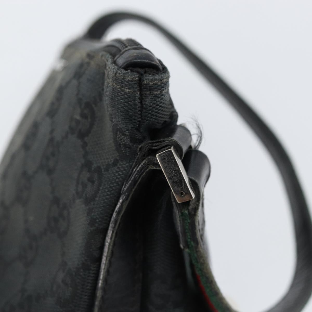 GUCCI GG Canvas Web Sherry Line Accessory Pouch Black 141809 Auth 153474