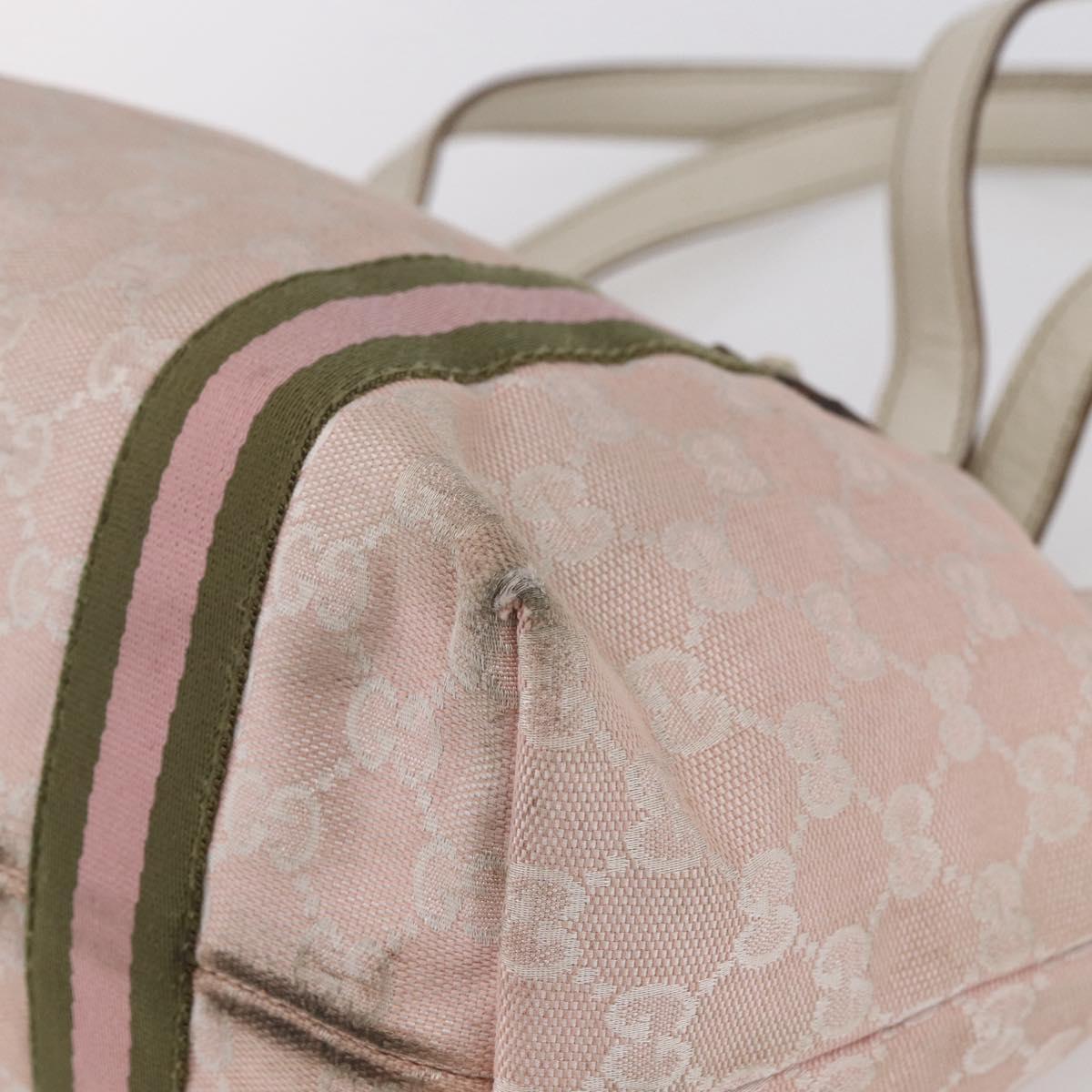 GUCCI GG Canvas Sherry Line Tote Bag Gold Pink 137396 Auth 153475