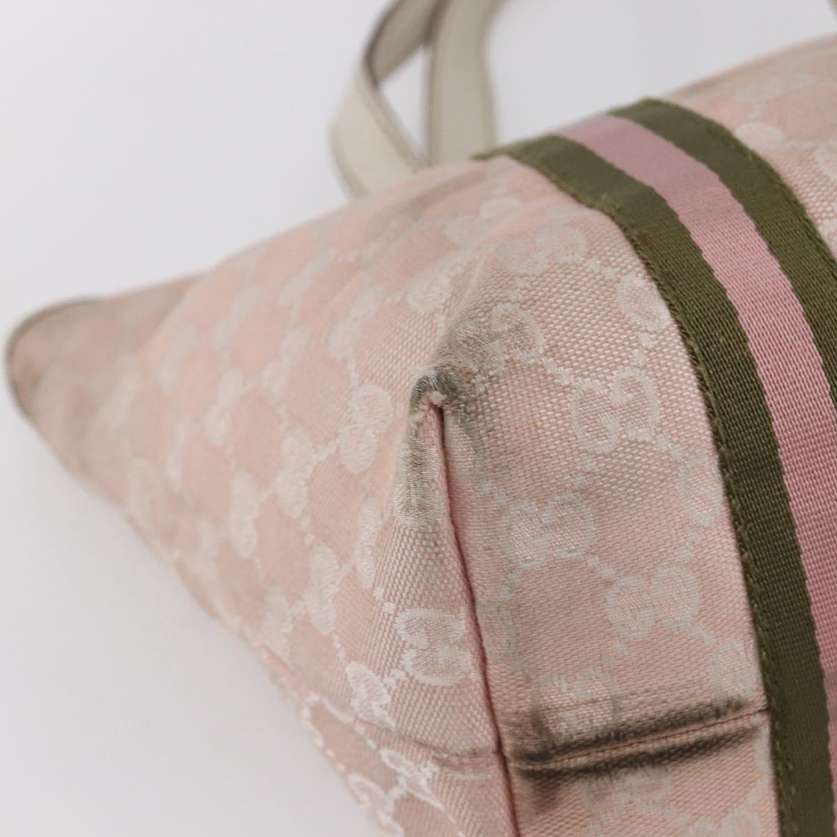 GUCCI GG Canvas Sherry Line Tote Bag Gold Pink 137396 Auth 153475