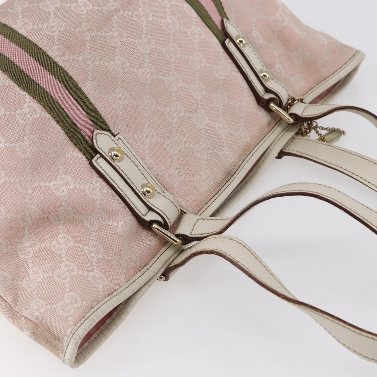 GUCCI GG Canvas Sherry Line Tote Bag Gold Pink 137396 Auth 153475
