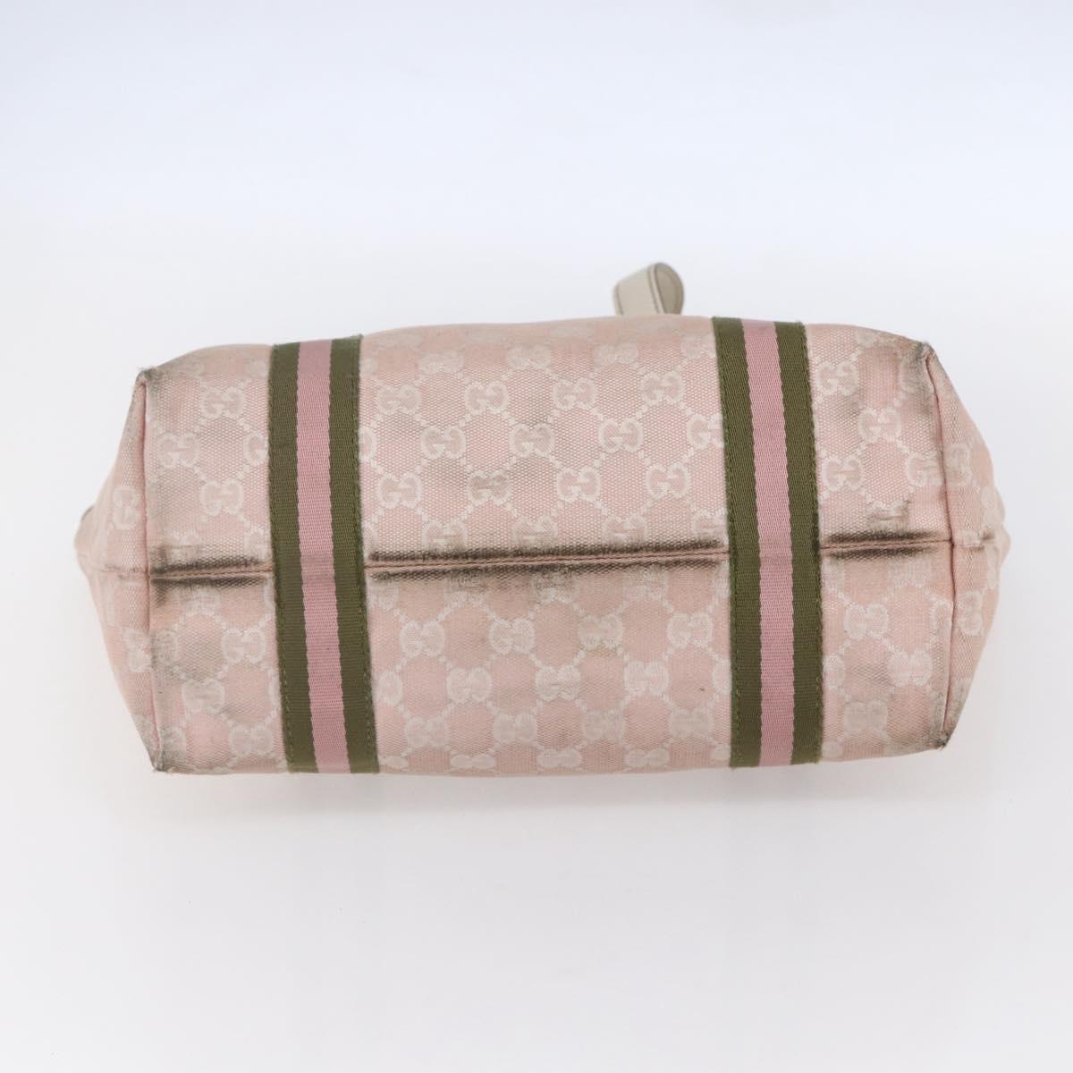 GUCCI GG Canvas Sherry Line Tote Bag Gold Pink 137396 Auth 153475