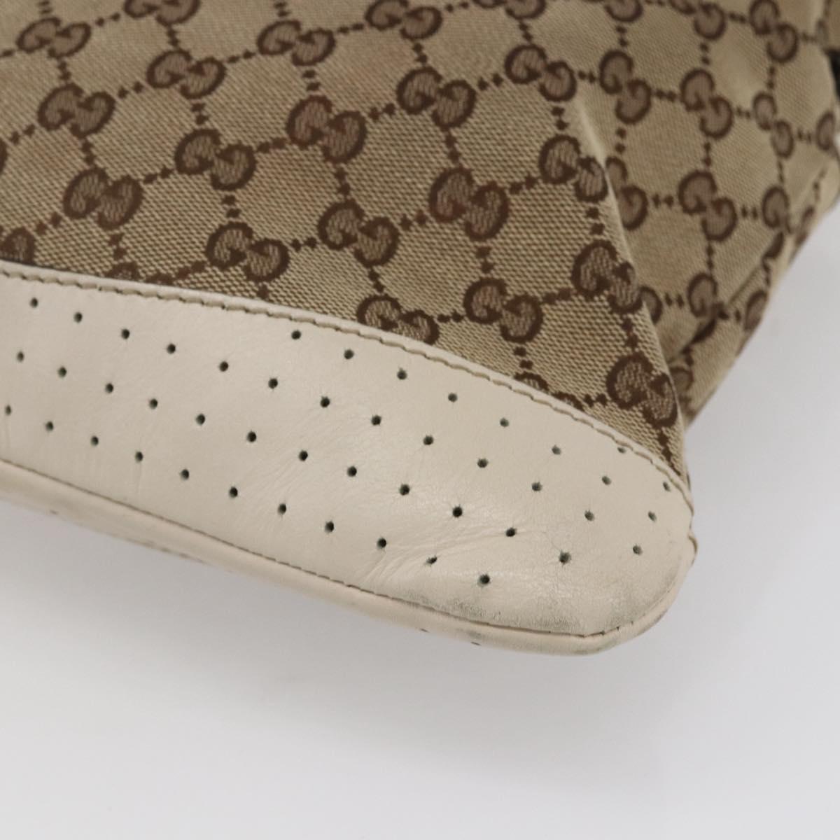 GUCCI GG Canvas Shoulder Bag Beige Silver 145857 Auth 153476