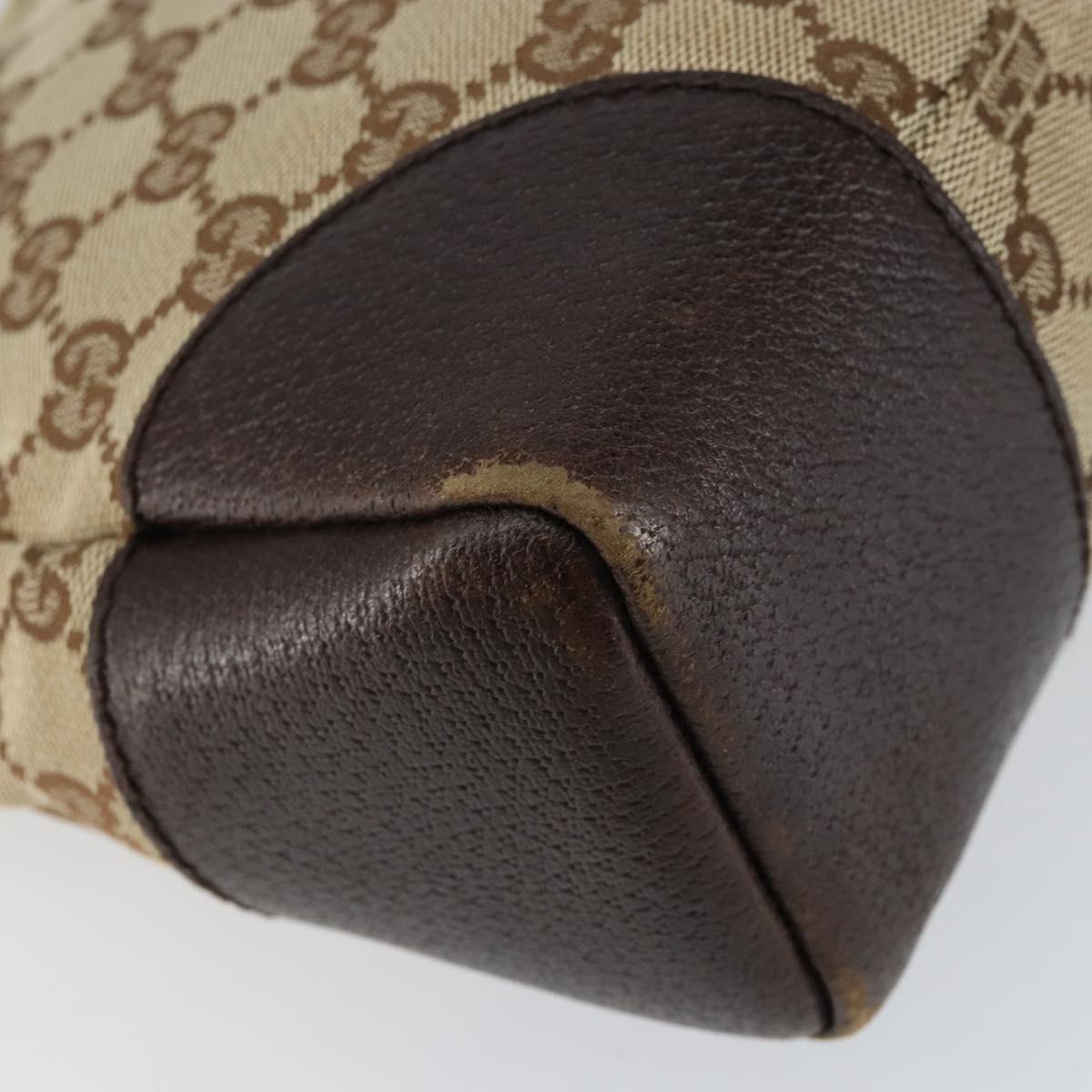 GUCCI GG Canvas Shoulder Bag Beige Silver 114273 Auth 153477