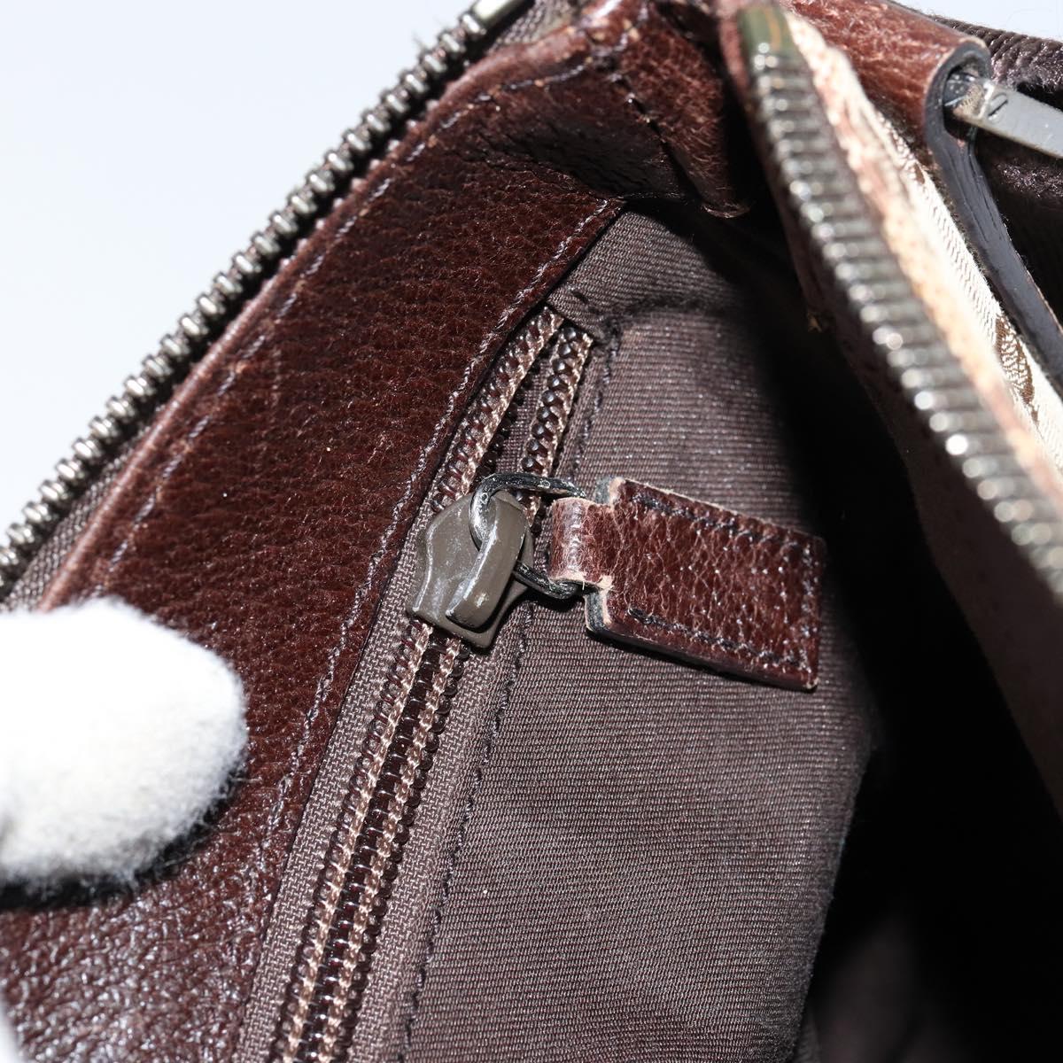 GUCCI GG Canvas Shoulder Bag Beige Silver 114273 Auth 153477