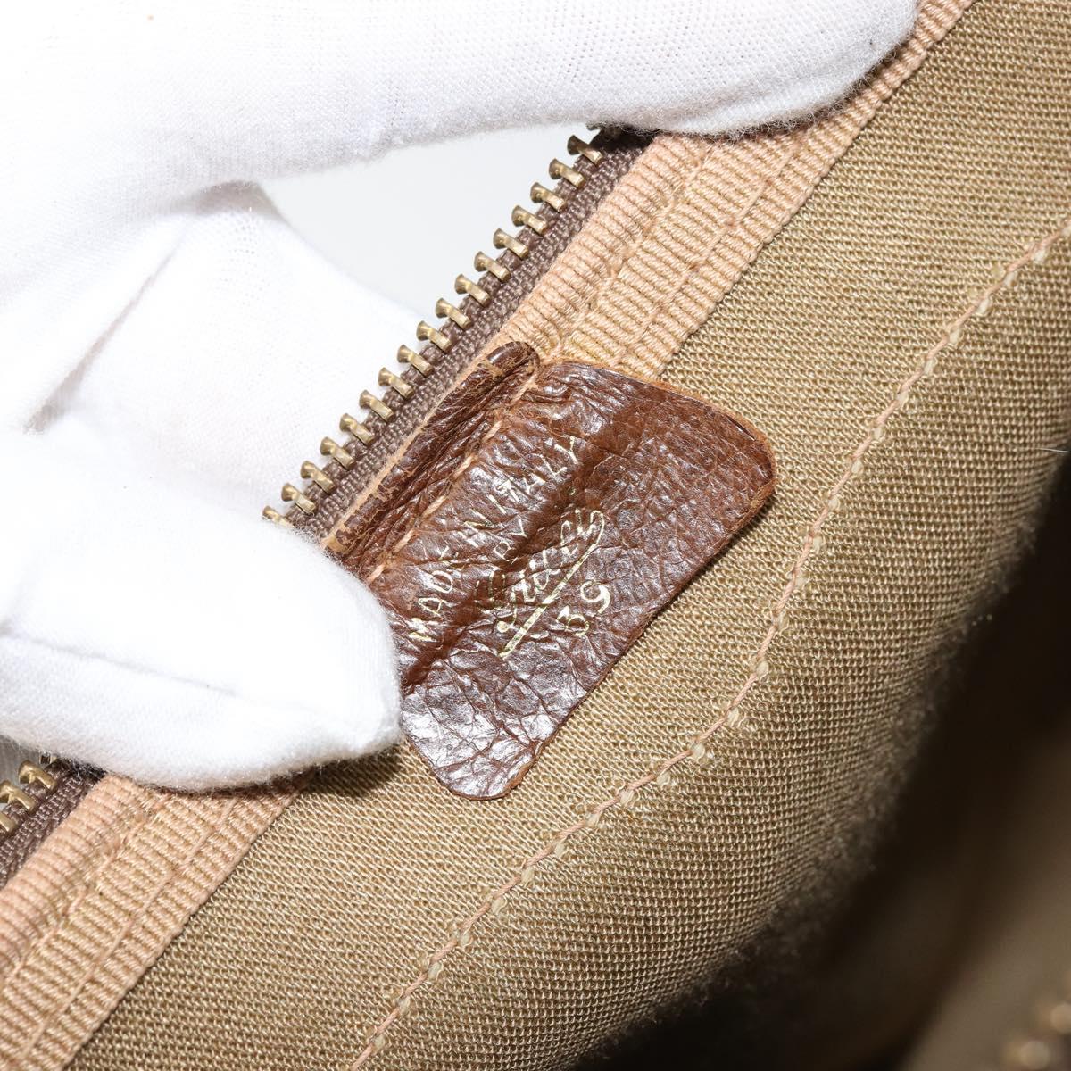 GUCCI GG Supreme Web Sherry Line Boston Bag PVC Beige Gold Auth 153478