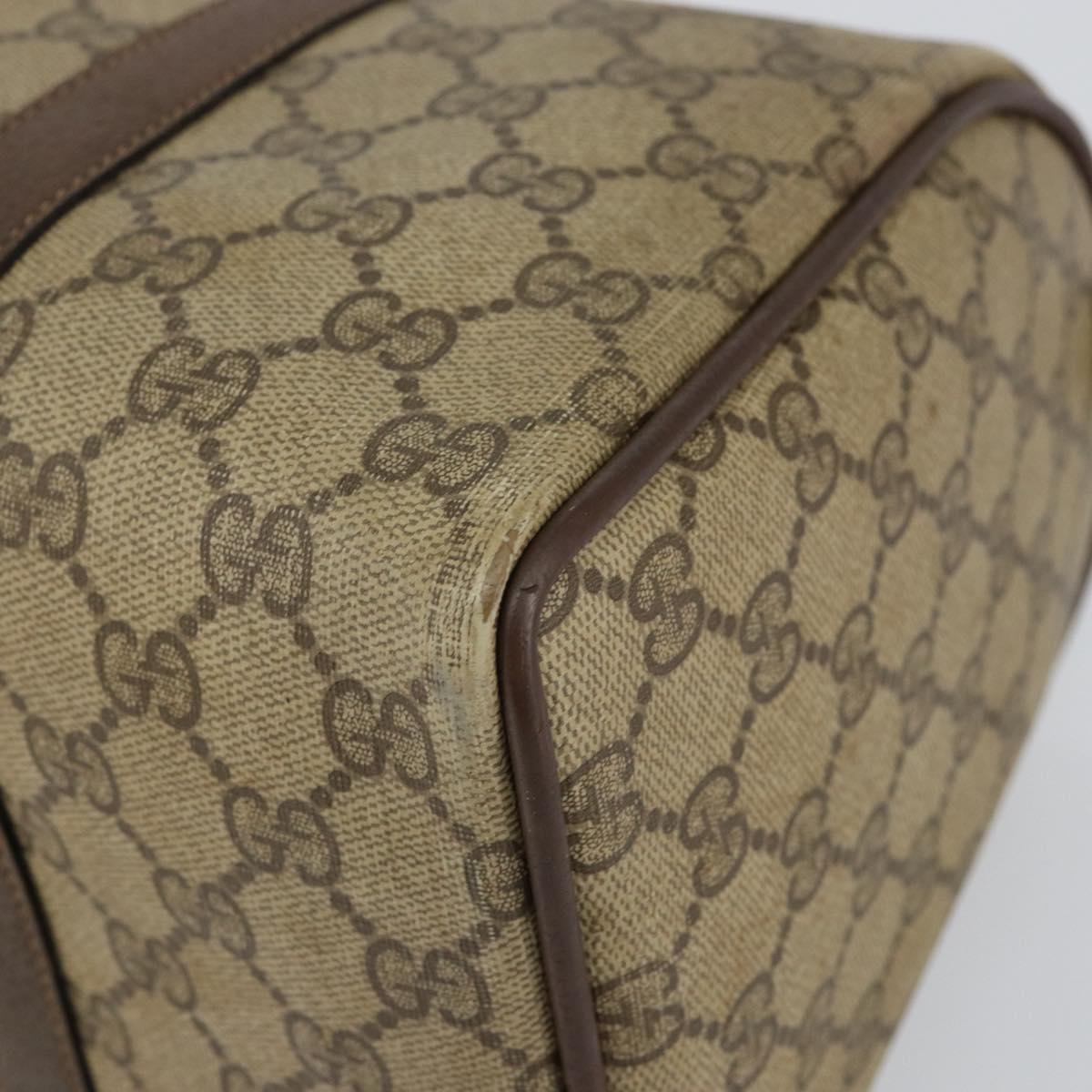 GUCCI GG Supreme Web Sherry Line Boston Bag PVC Beige Gold 40 02 007 Auth 153479