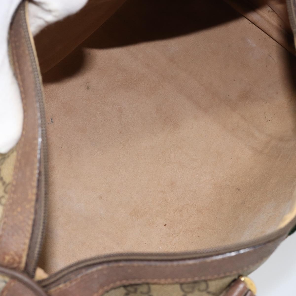 GUCCI GG Supreme Web Sherry Line Boston Bag PVC Beige Gold 40 02 007 Auth 153479