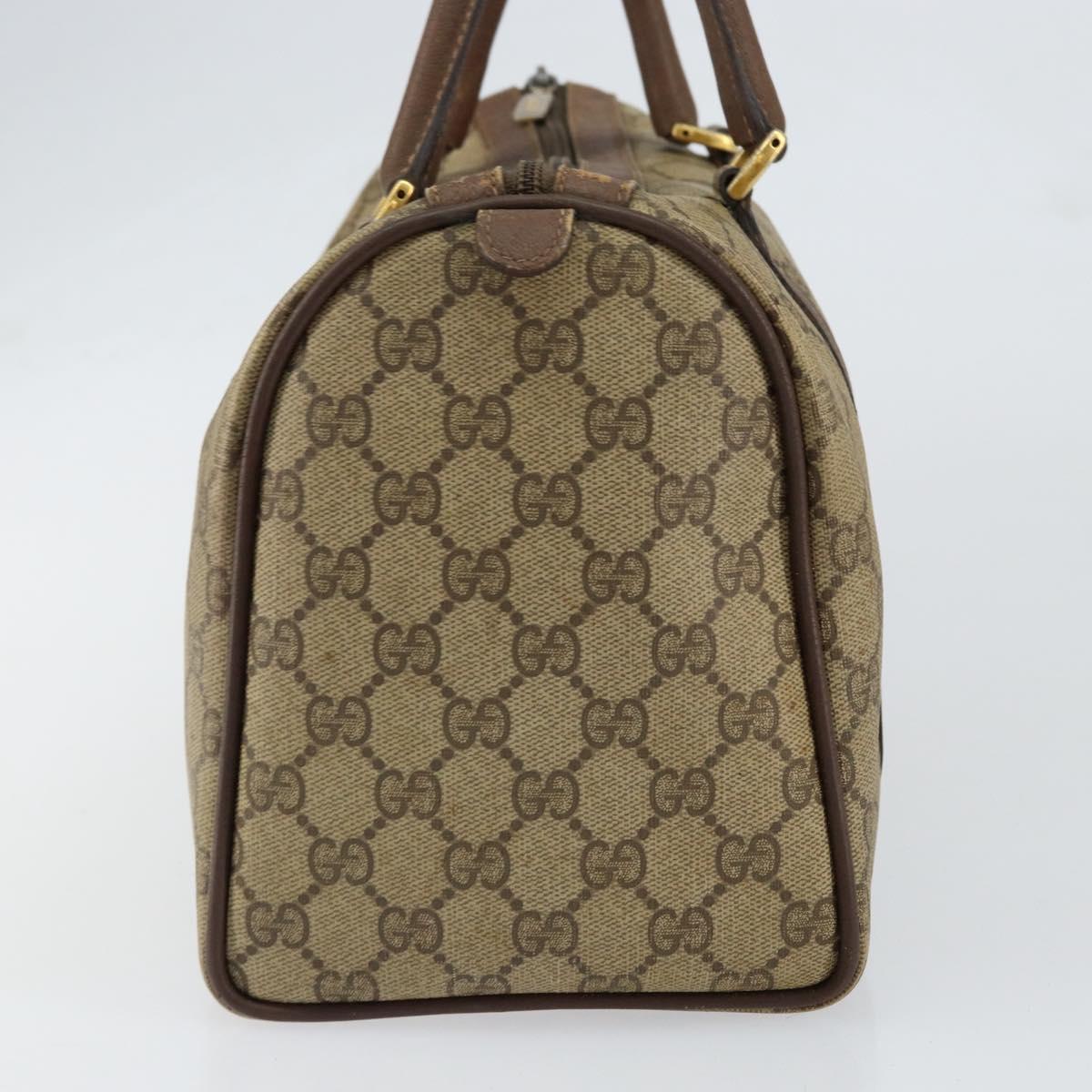 GUCCI GG Supreme Web Sherry Line Boston Bag PVC Beige Gold 40 02 007 Auth 153479