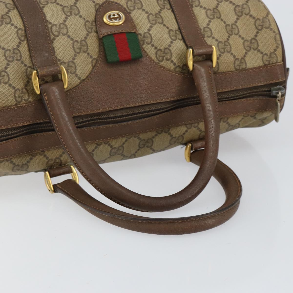 GUCCI GG Supreme Web Sherry Line Boston Bag PVC Beige Gold 40 02 007 Auth 153479