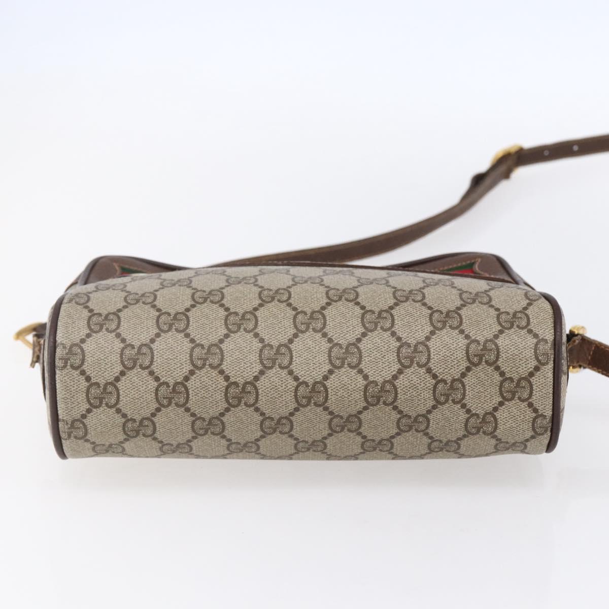 GUCCI GG Supreme Web Sherry Line Bag PVC Beige Gold 56 02 087 Auth 153480