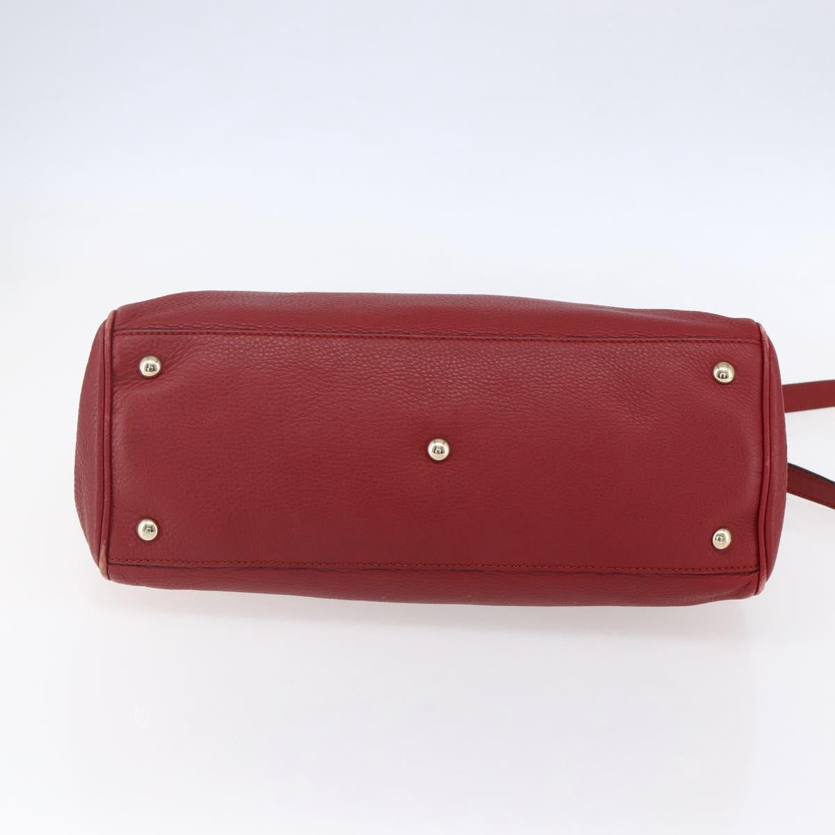 GUCCI Bamboo Hand Bag Leather 2way Red Gold 323660 Auth 153482