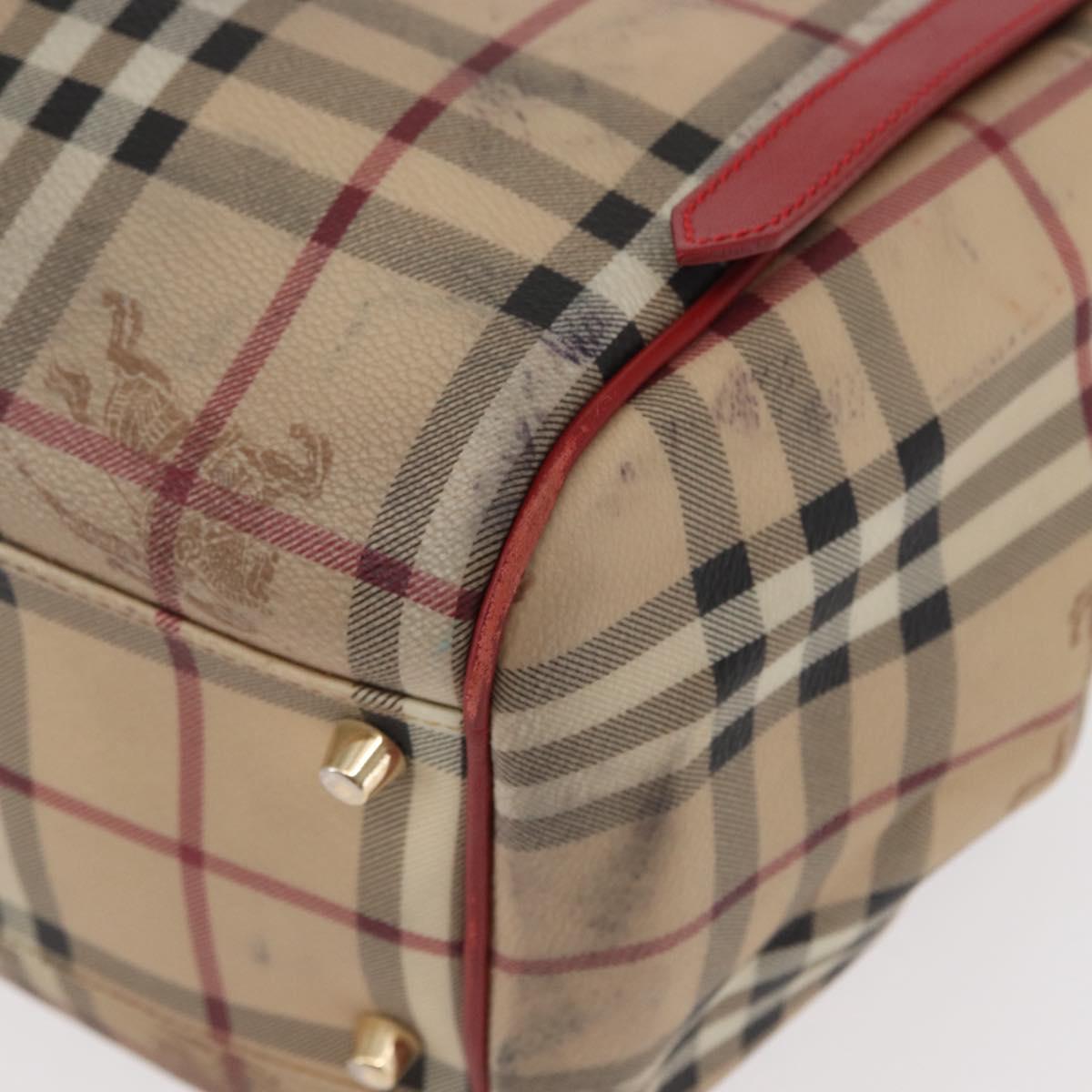 BURBERRY Nova Check Tote Bag PVC Beige Gold Auth 153484