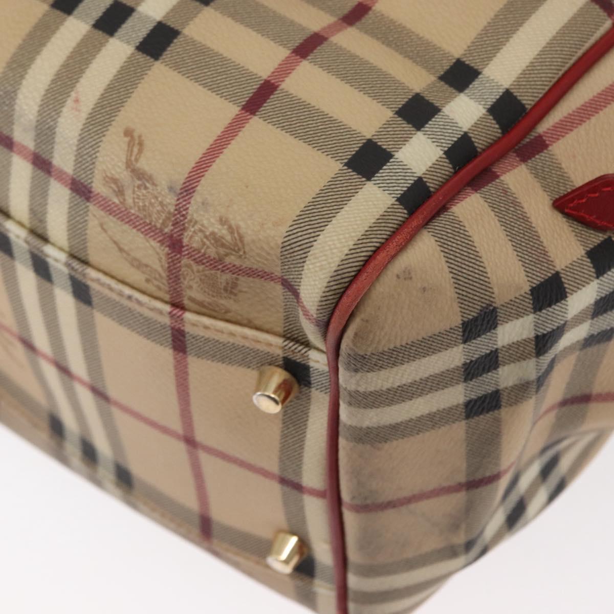 BURBERRY Nova Check Tote Bag PVC Beige Gold Auth 153484