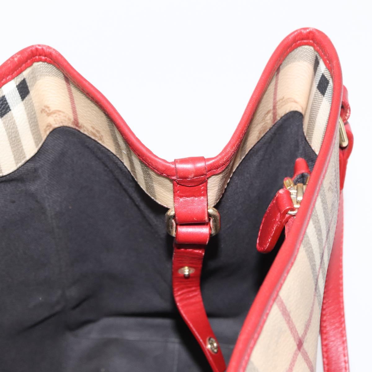 BURBERRY Nova Check Tote Bag PVC Beige Gold Auth 153484