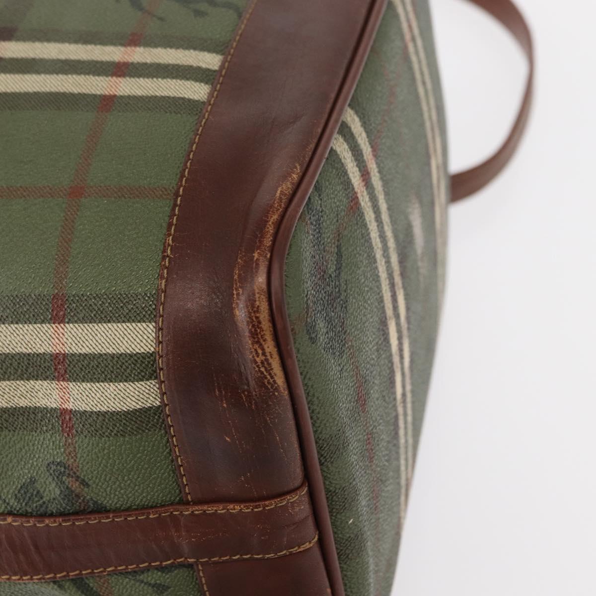 Burberrys Nova Check Shoulder Bag PVC Green Gold Auth 153485