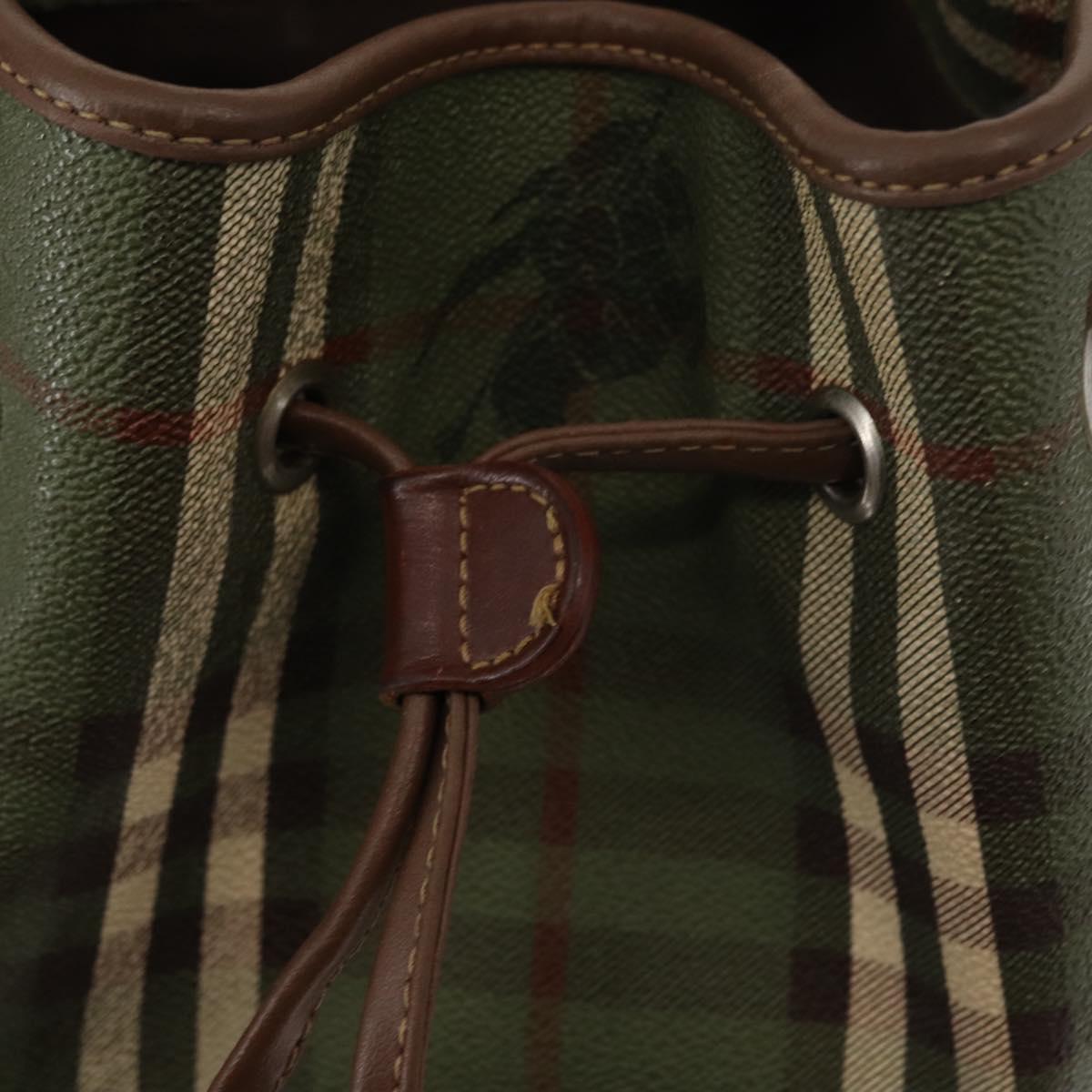 Burberrys Nova Check Shoulder Bag PVC Green Gold Auth 153485