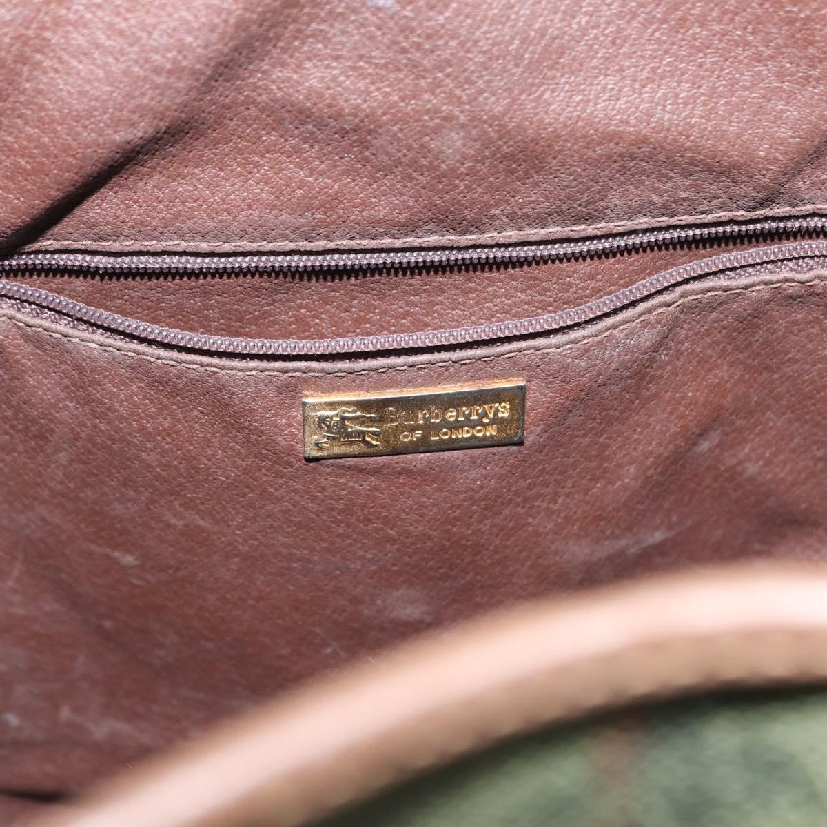 Burberrys Nova Check Shoulder Bag PVC Green Gold Auth 153485