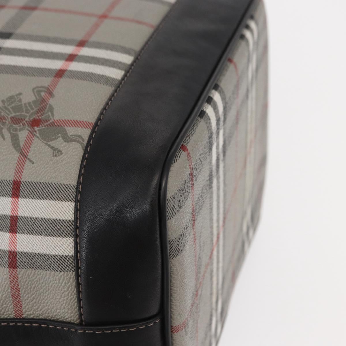 BURBERRY Nova Check Shoulder Bag PVC Gray Gold Auth 153486