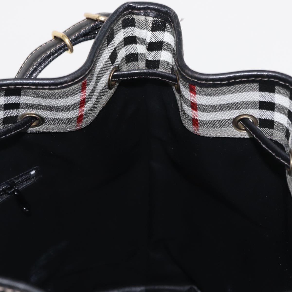 BURBERRY Nova Check Shoulder Bag PVC Gray Gold Auth 153486