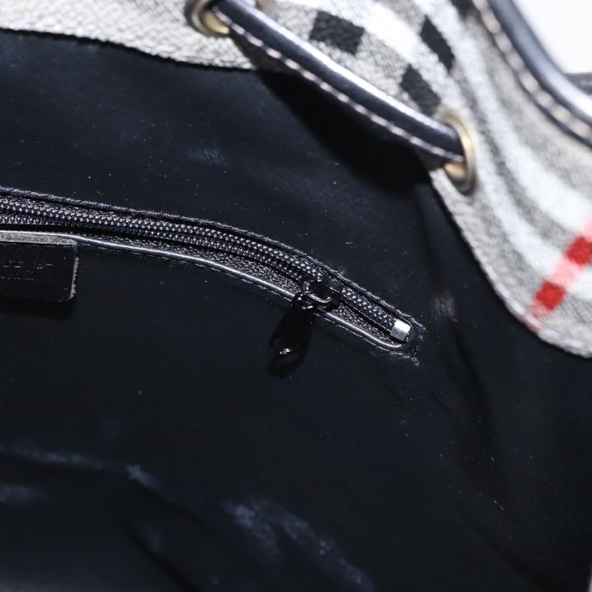 BURBERRY Nova Check Shoulder Bag PVC Gray Gold Auth 153486