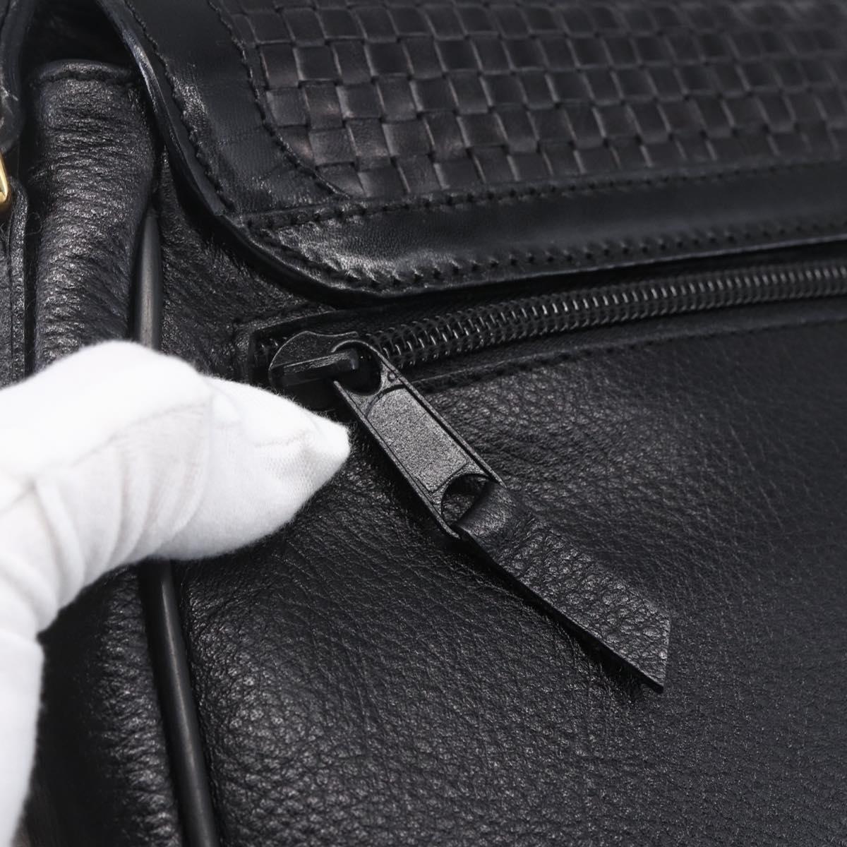 BALLY Shoulder Bag Leather Black Gold Auth 153489