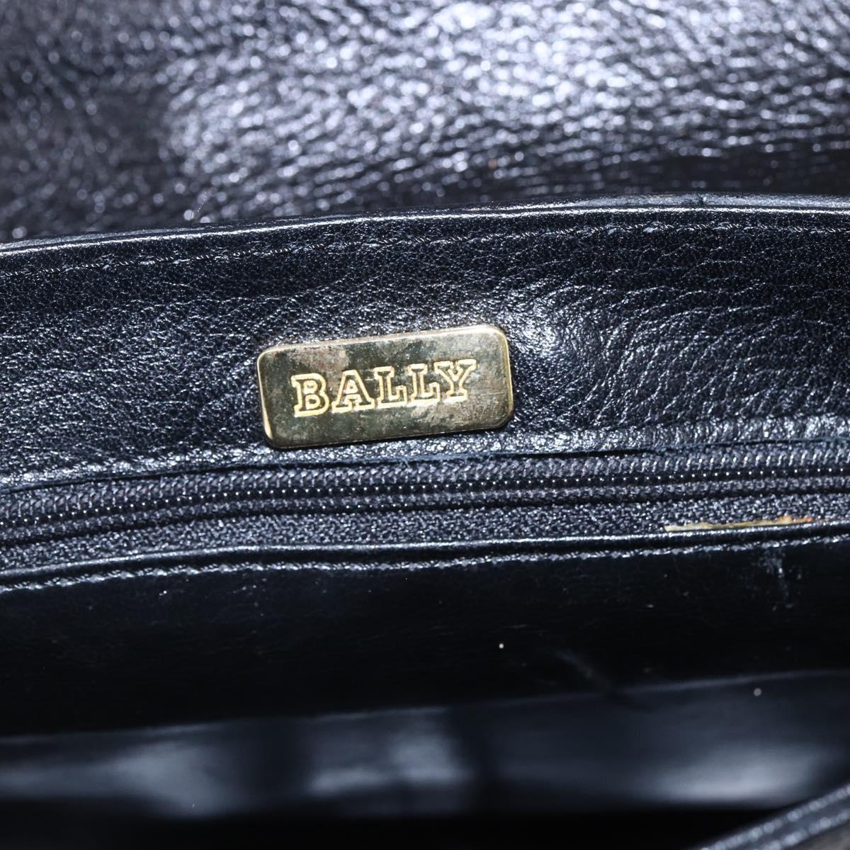 BALLY Shoulder Bag Leather Black Gold Auth 153489