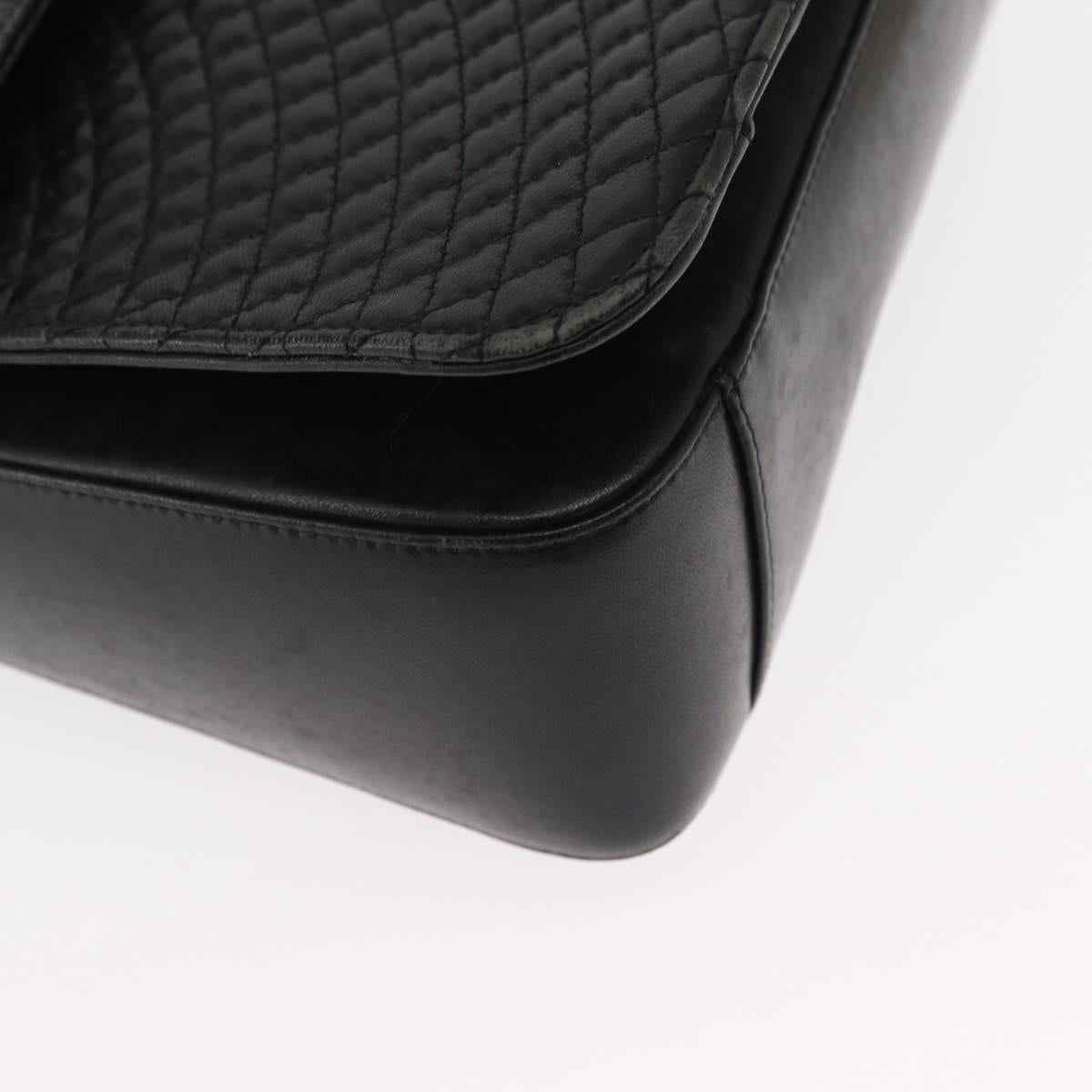 BALLY Hand Bag Leather 2way Black Gold Auth 153490