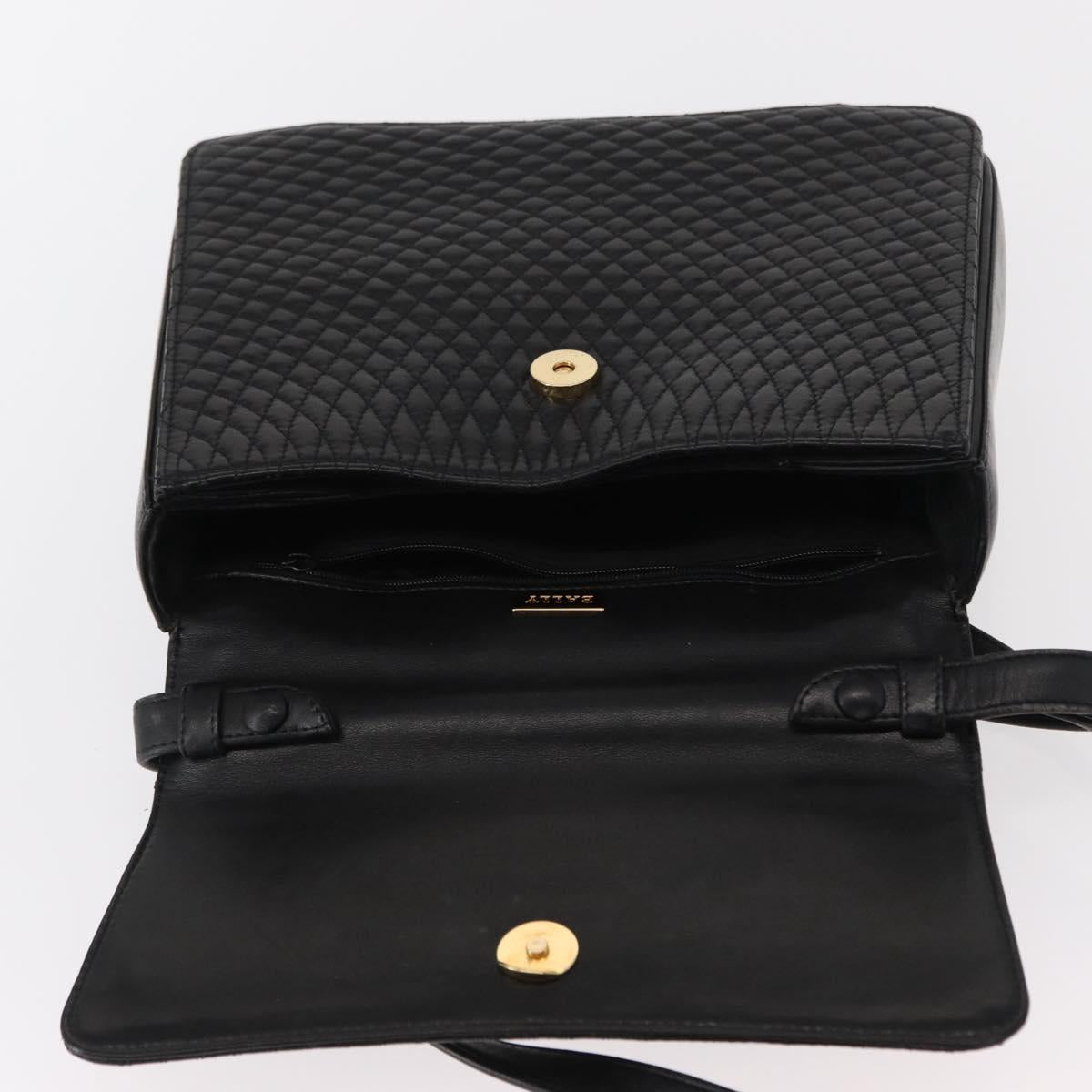 BALLY Hand Bag Leather 2way Black Gold Auth 153490