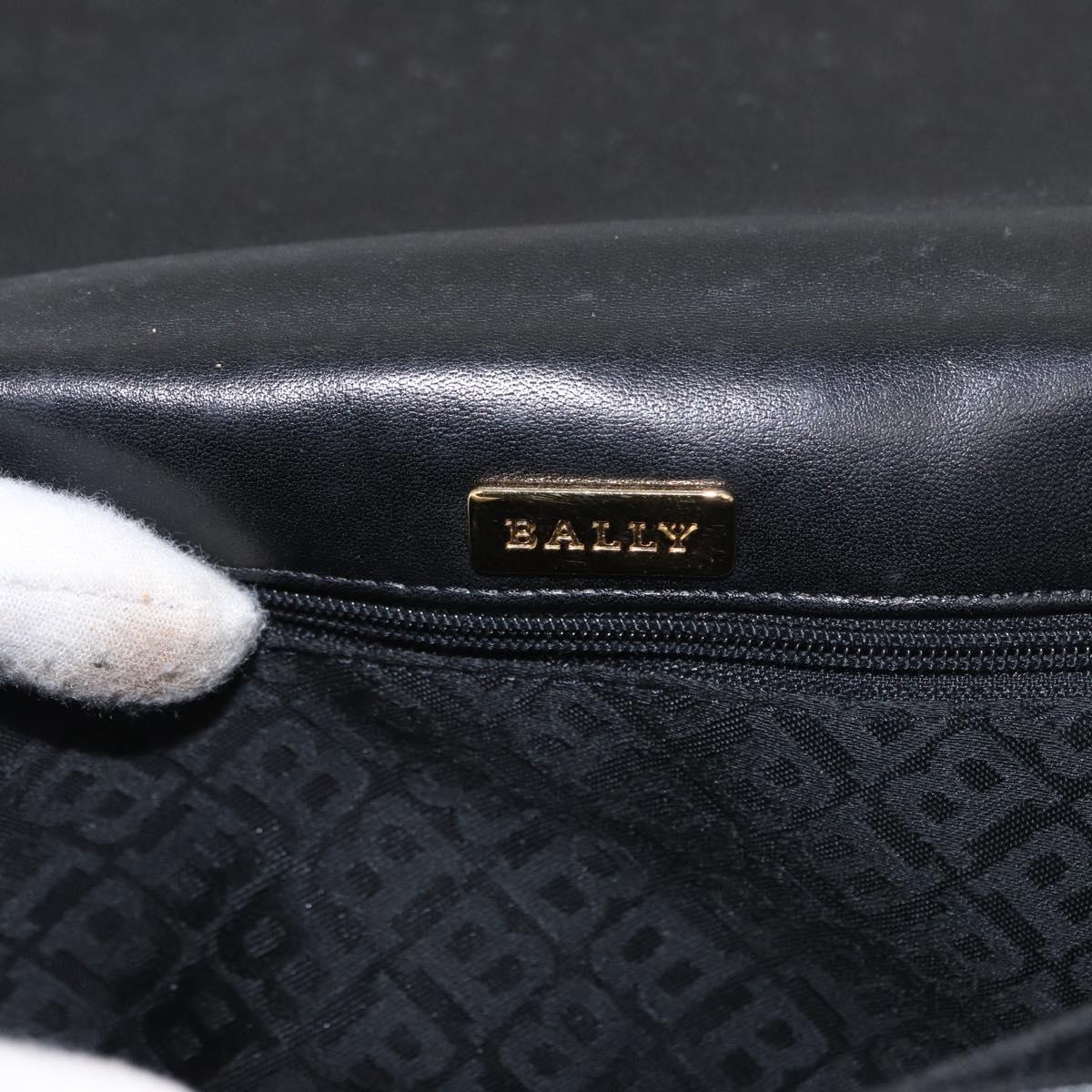 BALLY Hand Bag Leather 2way Black Gold Auth 153490