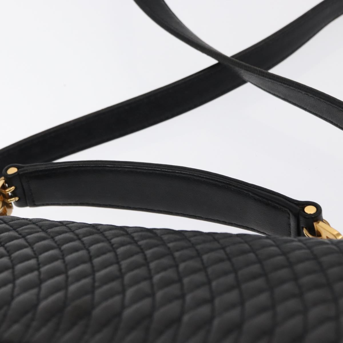 BALLY Hand Bag Leather 2way Black Gold Auth 153490