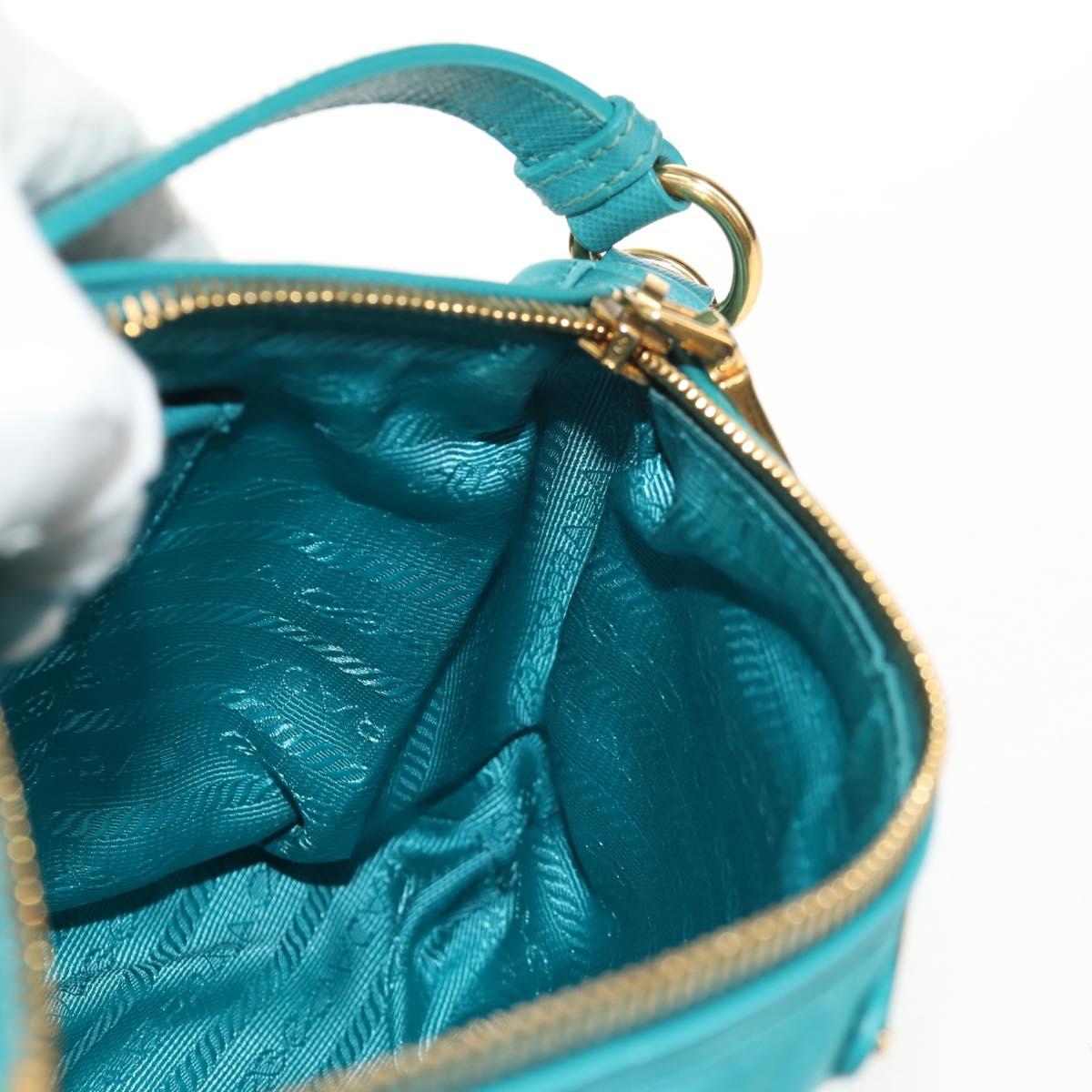 PRADA Shoulder Bag Nylon Blue Gold Auth 153492V