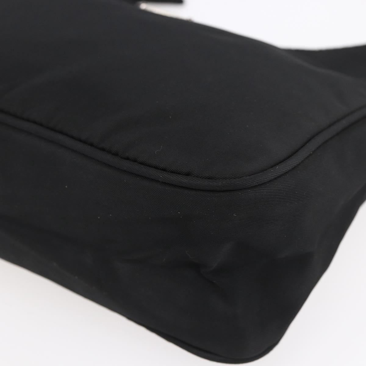 PRADA Hand Bag Nylon Black Silver Auth 153493