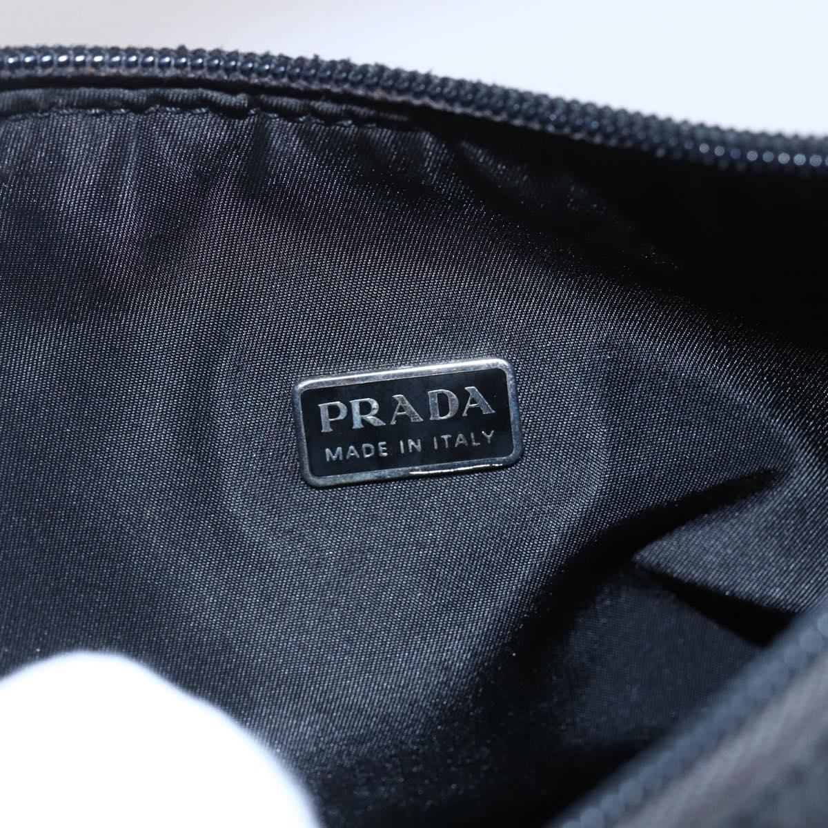 PRADA Hand Bag Nylon Black Silver Auth 153493