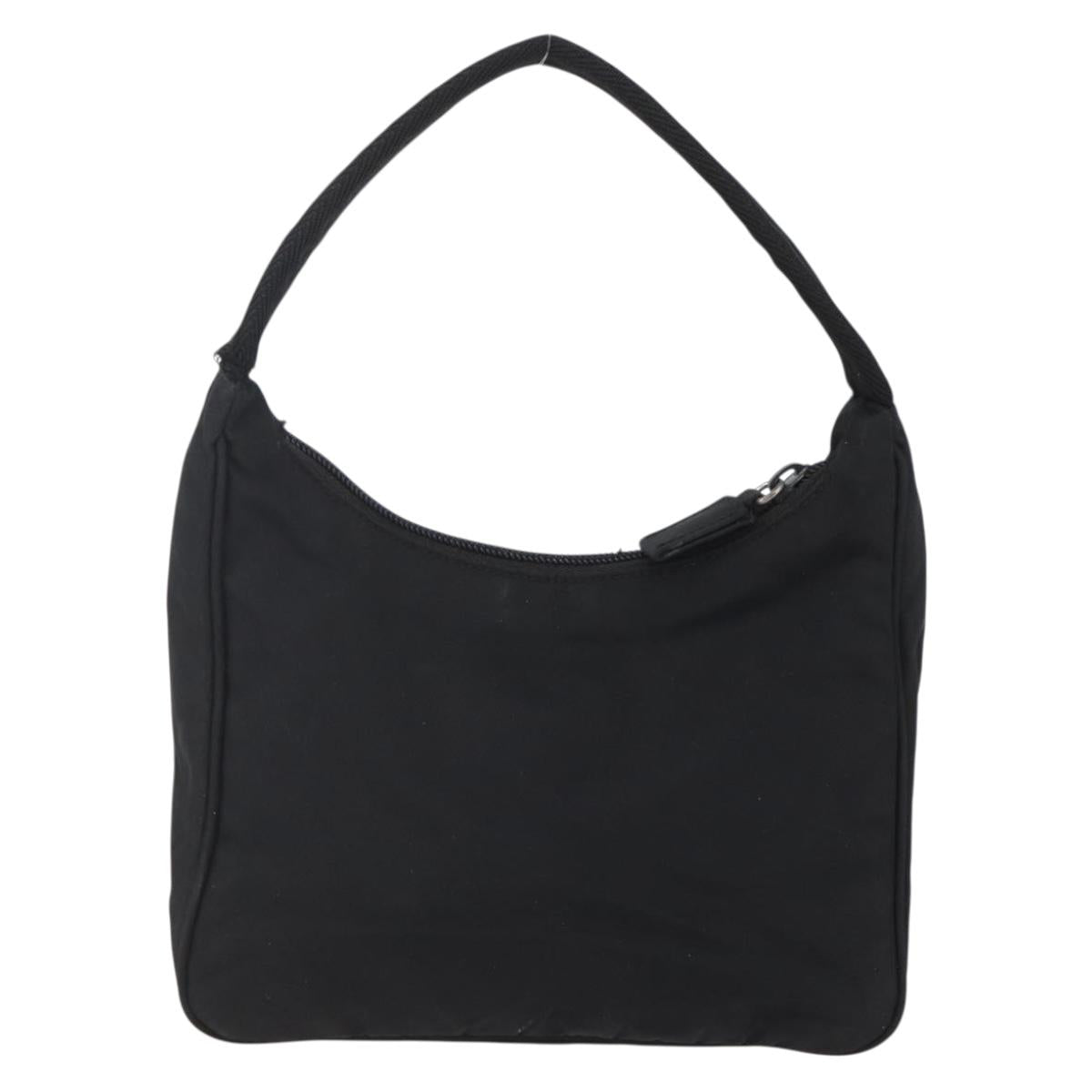 PRADA Hand Bag Nylon Black Silver Auth 153493